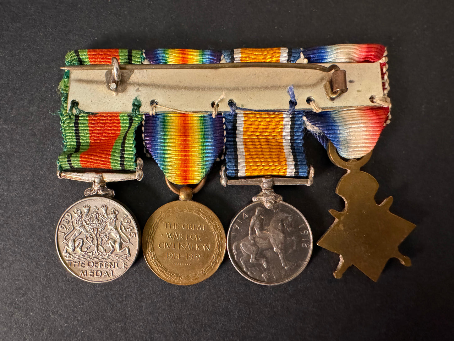 Photo 2 of WW1 and WW2 British Army Veteran Miniature Medal Bar - collectible militaria item