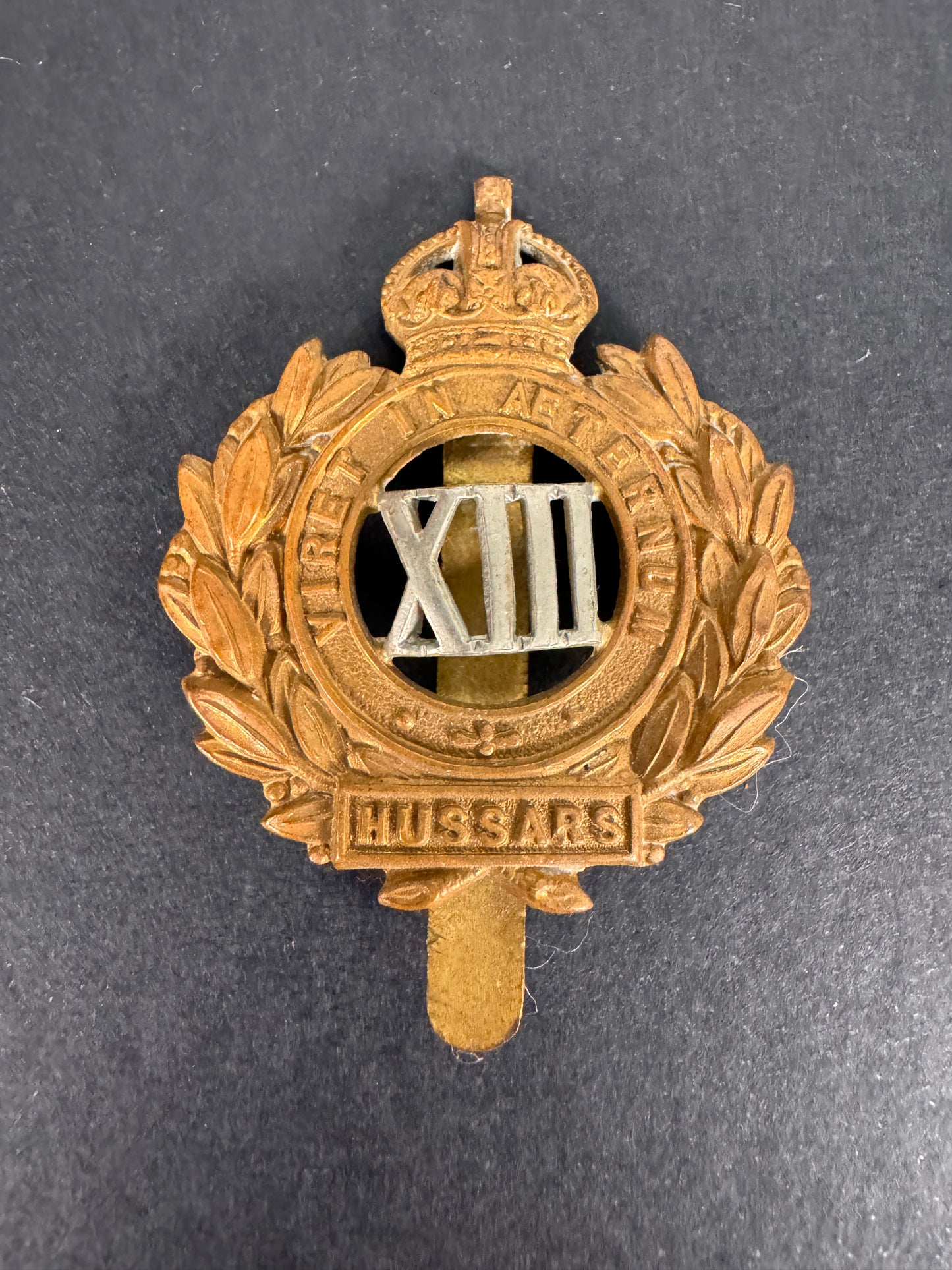 Photo 1 of WW1 British Army 13th Hussars Cavalry Cap Badge XIII - collectible militaria item