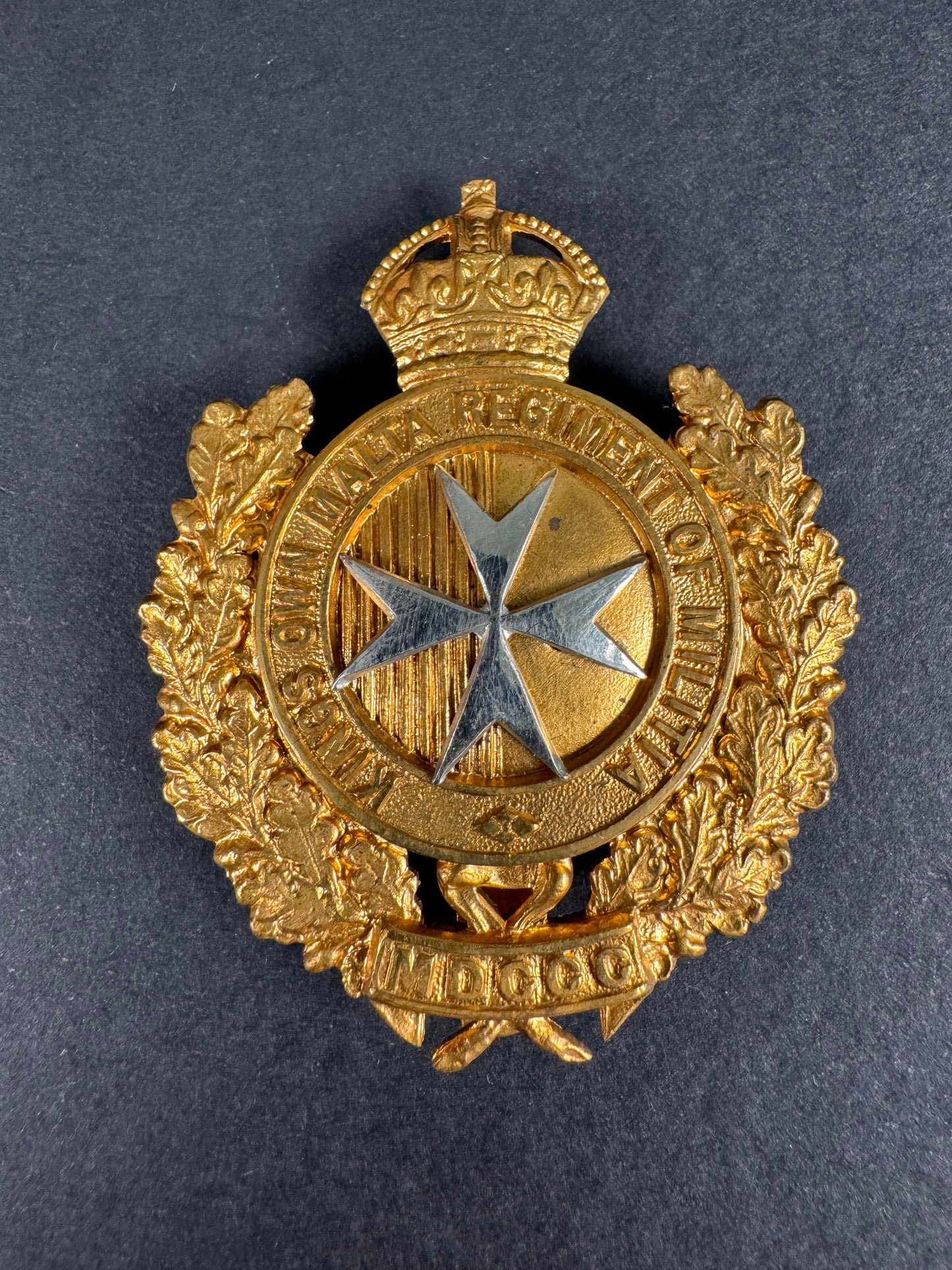 Photo 1 of WW1 British Army The King’s Own Malta Regiment of Militia Pagri Cap Badge - collectible militaria item