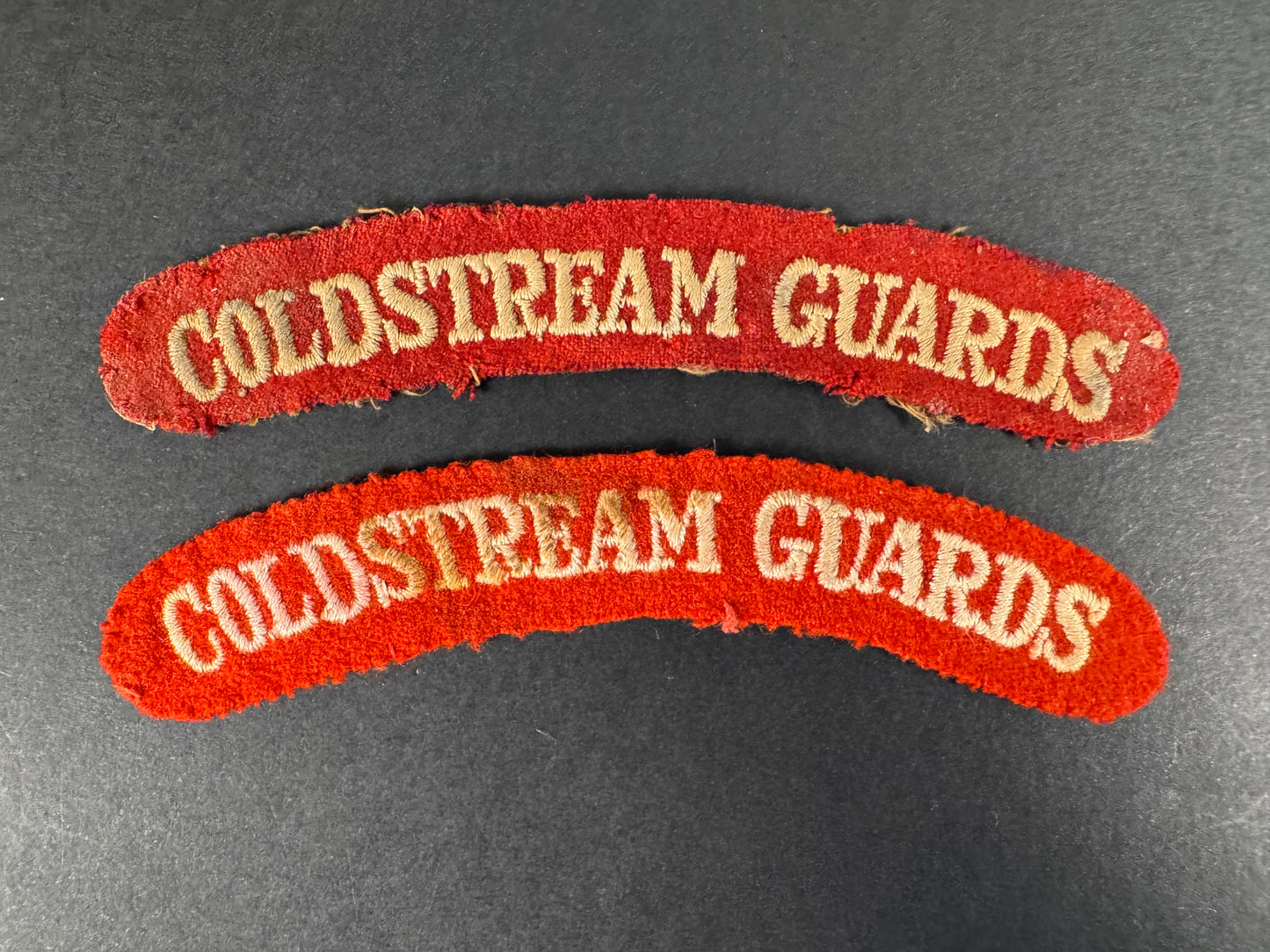 Photo 1 of WW2 British Army Coldstream Guards Uniform Shoulder Titles - collectible militaria item