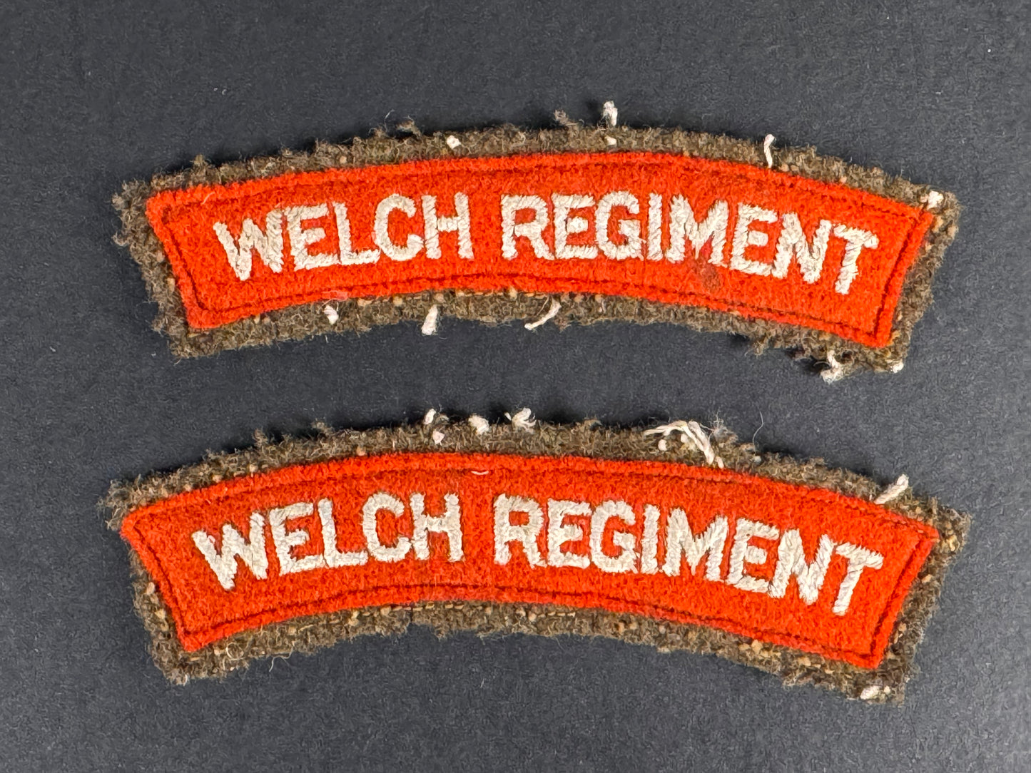 Photo 1 of British Army Welch Regiment Uniform Shoulder Titles - collectible militaria item