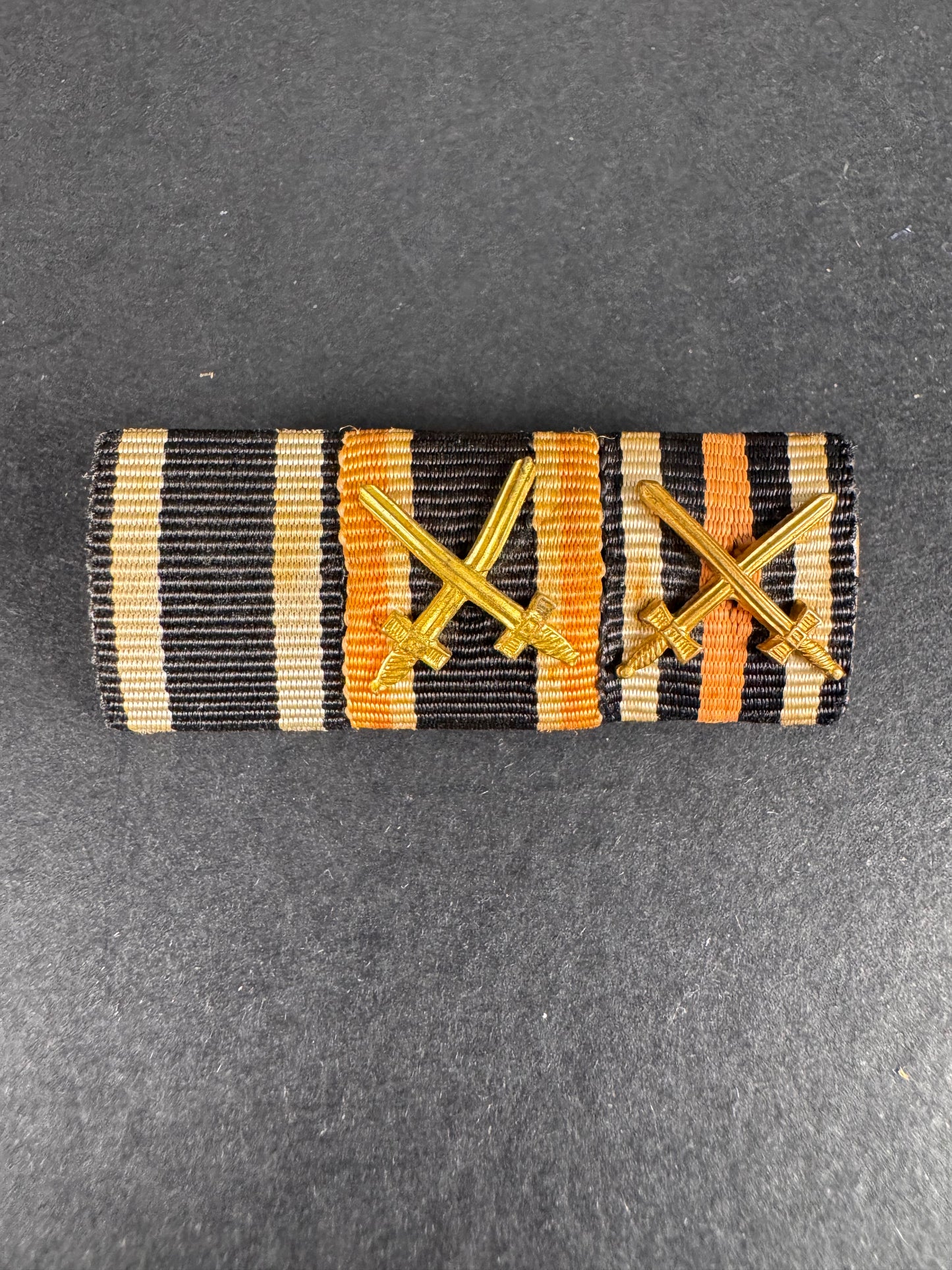 Photo 1 of WW2 German Army Combatants Medal Ribbon Bar, Iron Cross, War Merit Cross - collectible militaria item
