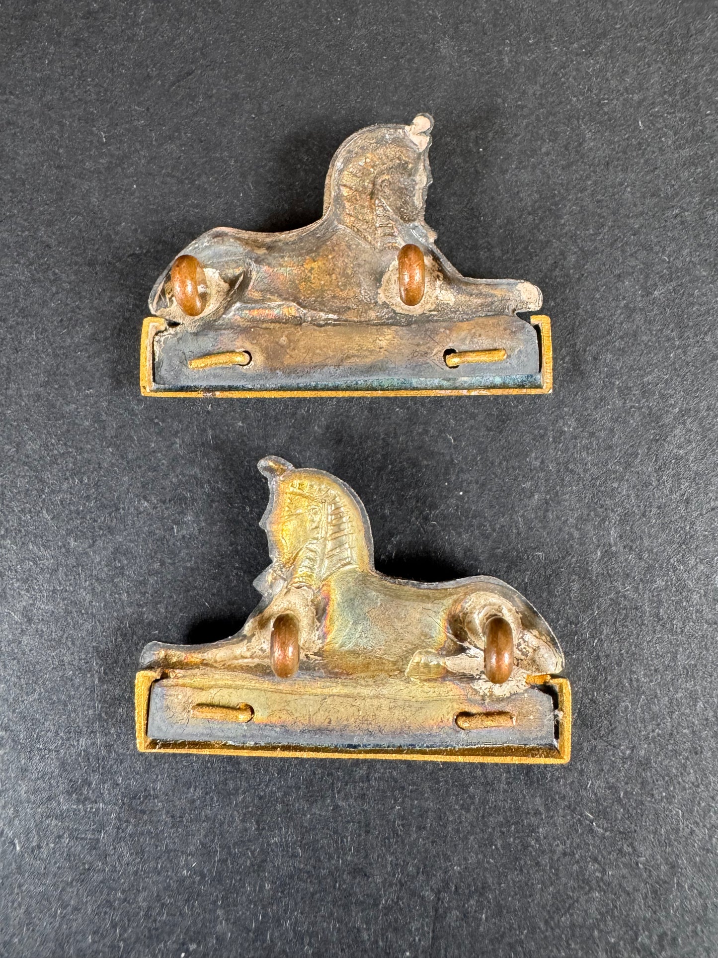 Photo 2 of WW1 British Army Dorsetshire Regiment Officer's Silver & Enamel Collar Badges - collectible militaria item