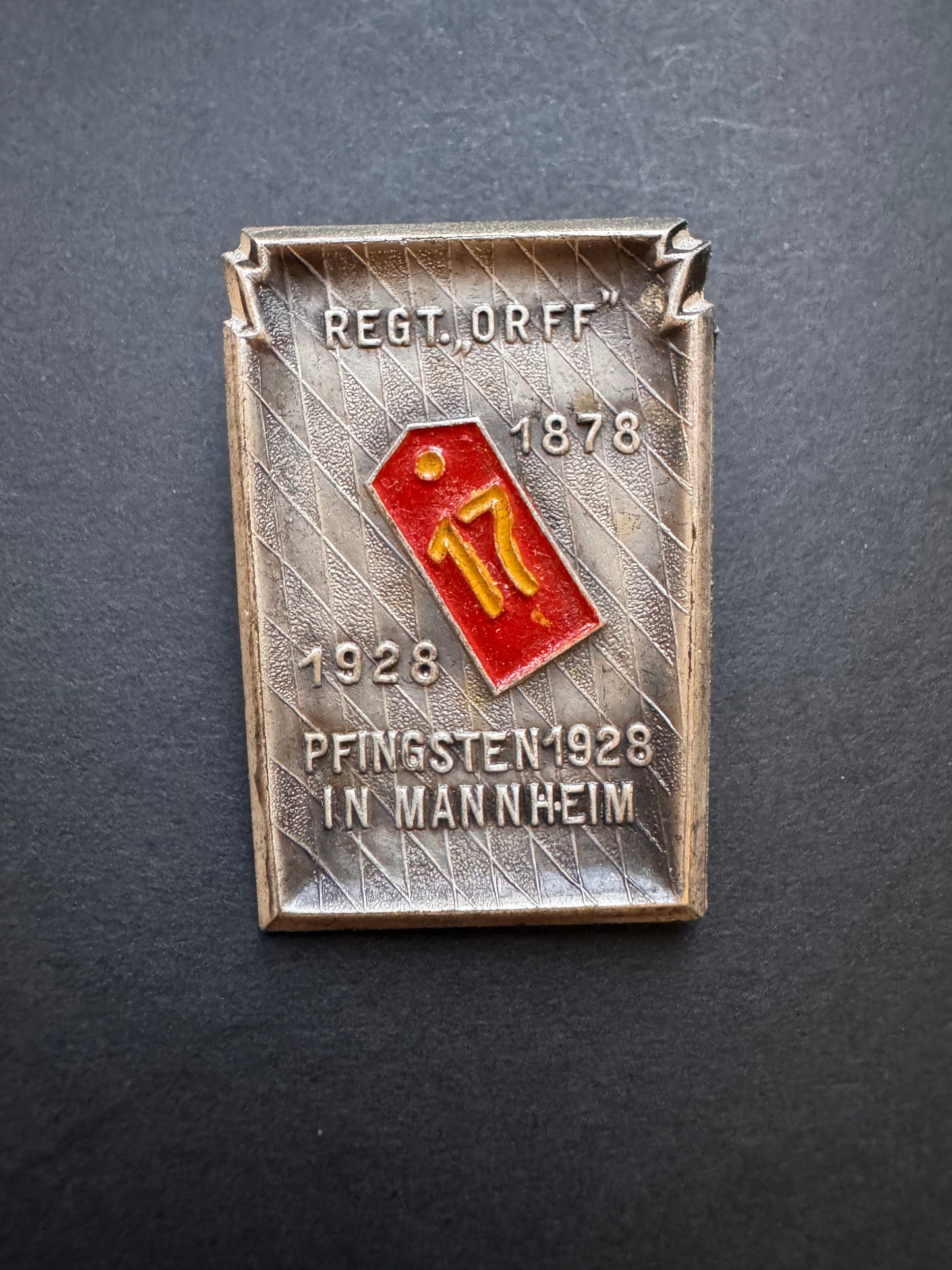 Photo 1 of WW1 German Army 17th Regiment Orff 50th Anniversary Tinnie Badge - collectible militaria item