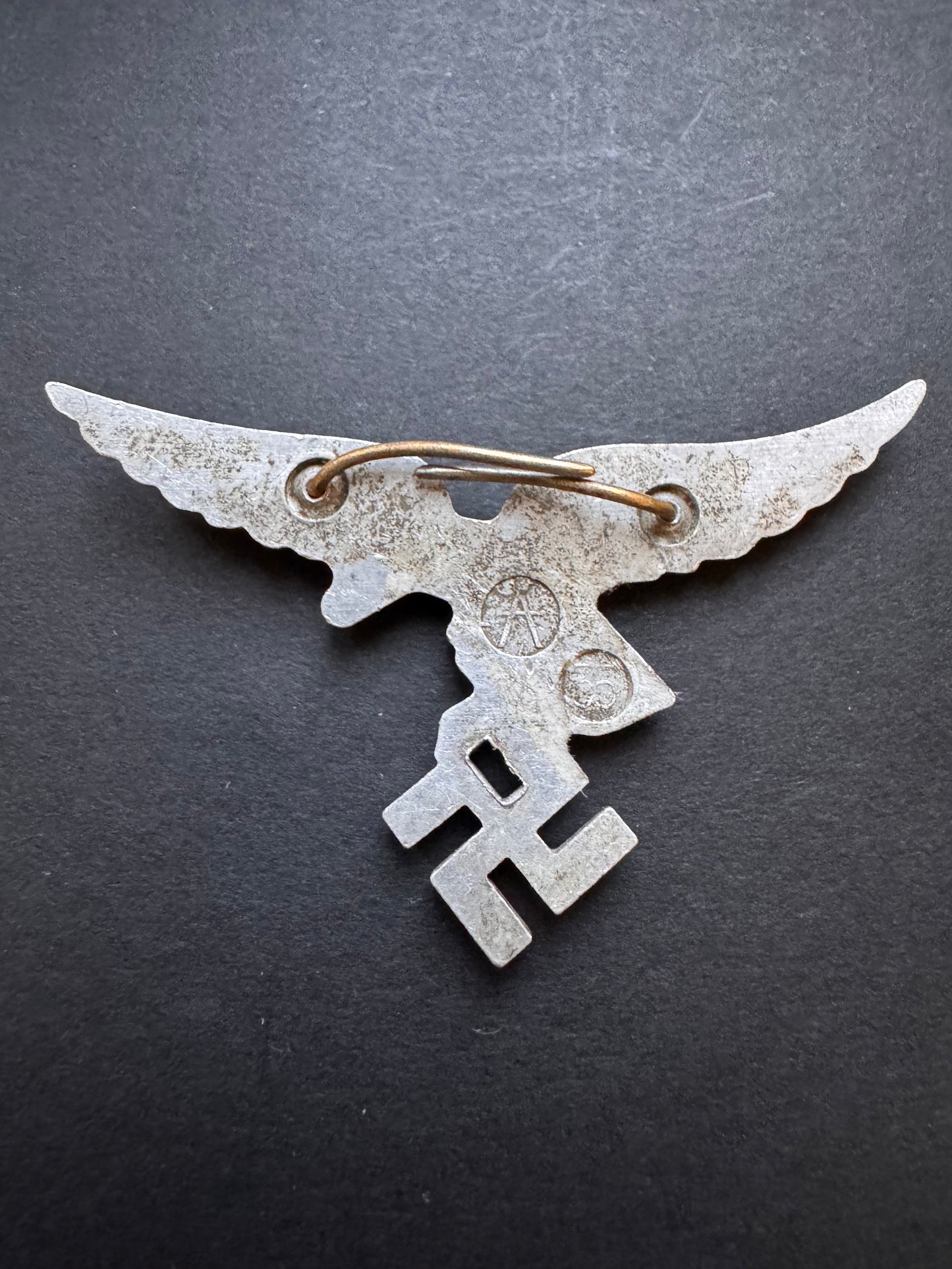 Photo 3 of Early Luftwaffe Visor Cap Badge Assmann - collectible militaria item