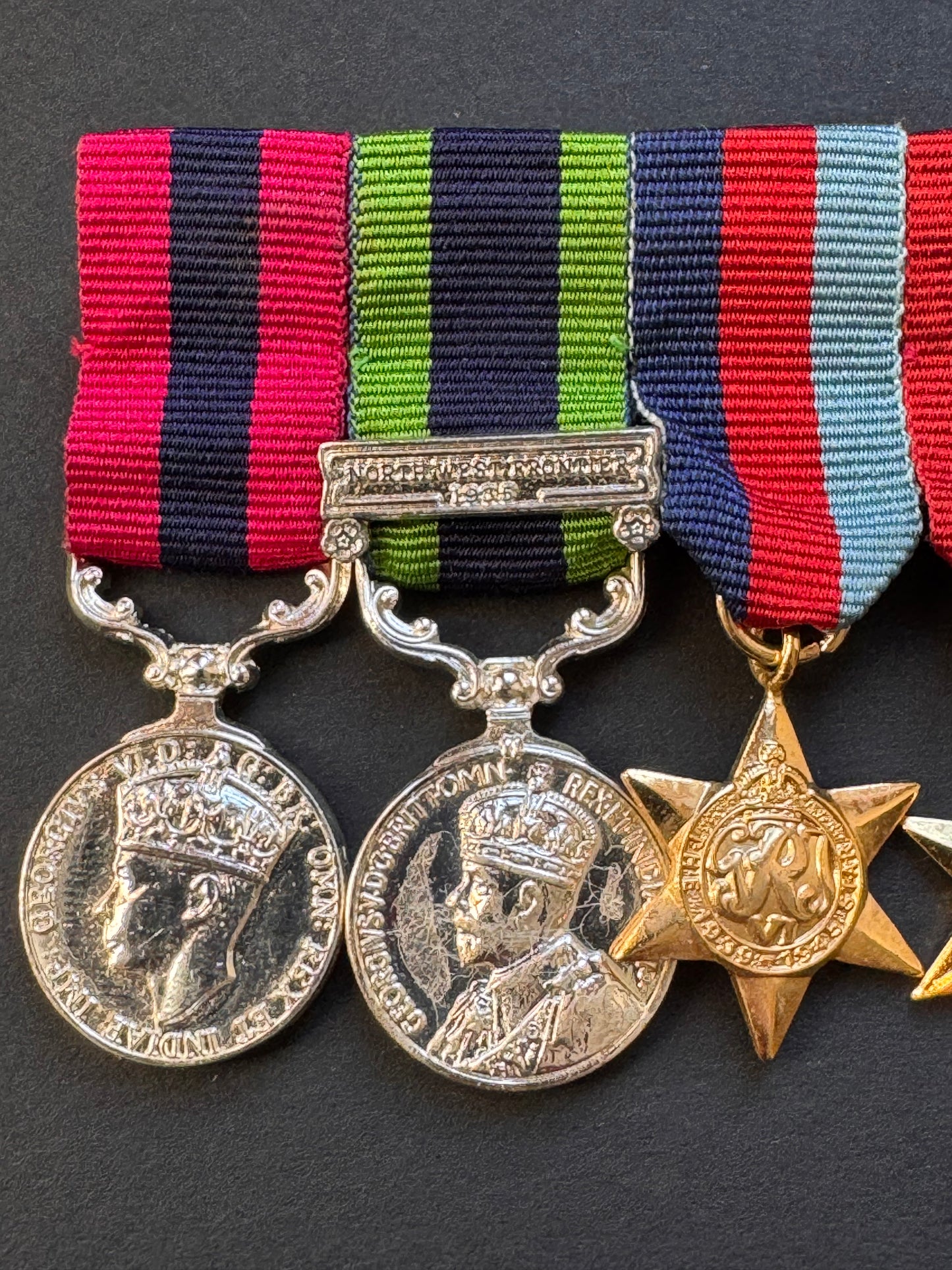Photo 2 of WW2 British DCM India GSM NWF 1935 Burma Italy Campaigns Miniature Medals - collectible militaria item