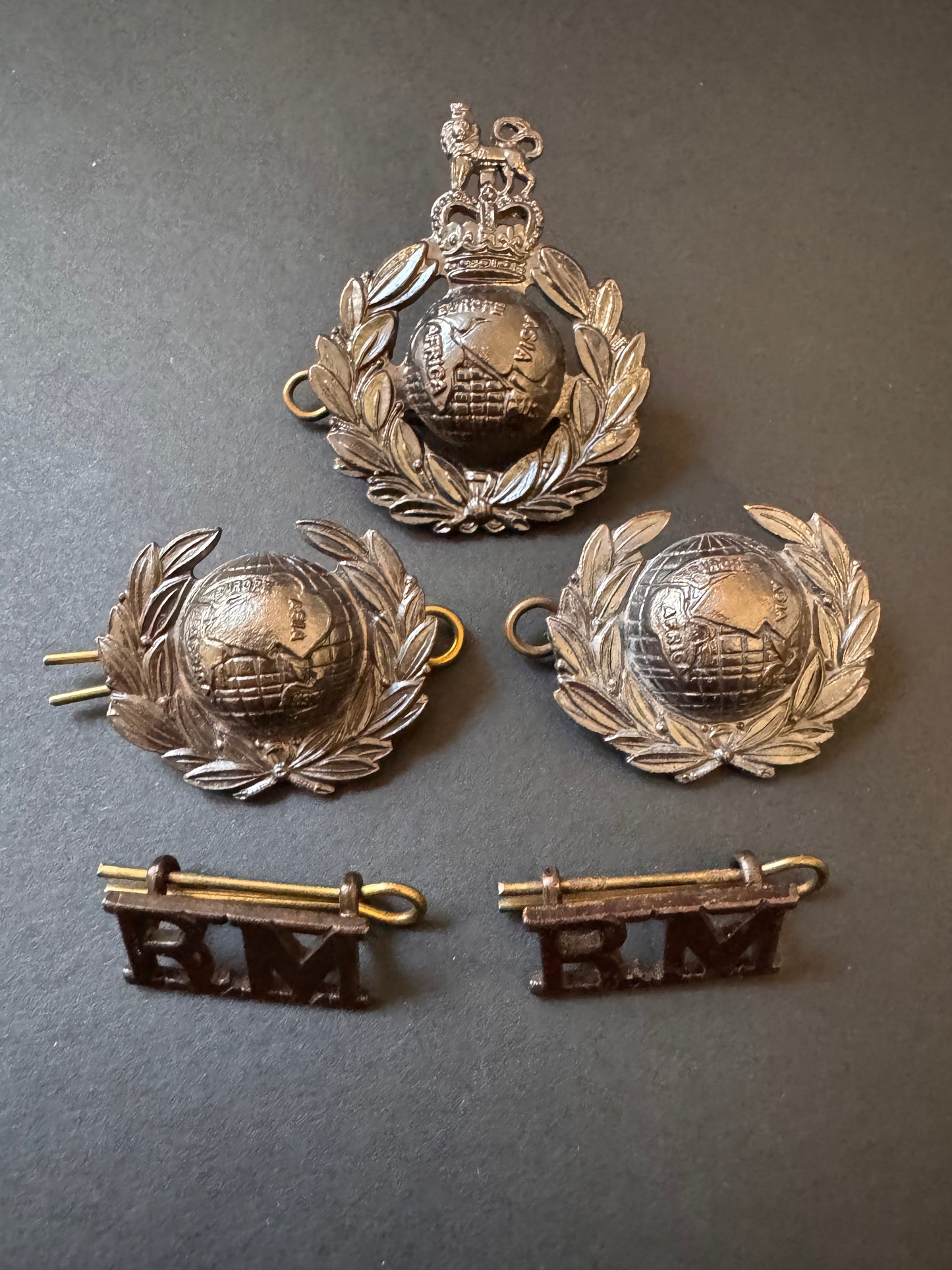 Photo 1 of After WW2 British Royal Marines Uniform & Cap Badges - collectible militaria item