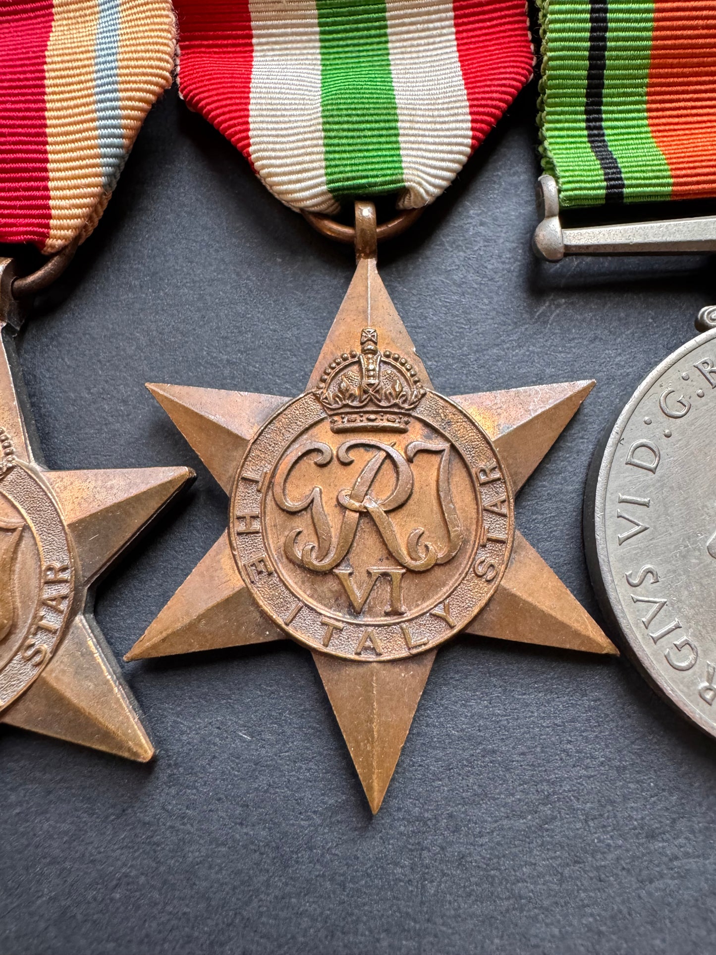 Photo 3 of WW2 British Africa & Italy Star Medal Bar Group with Oakleaf for Bravery - collectible militaria item