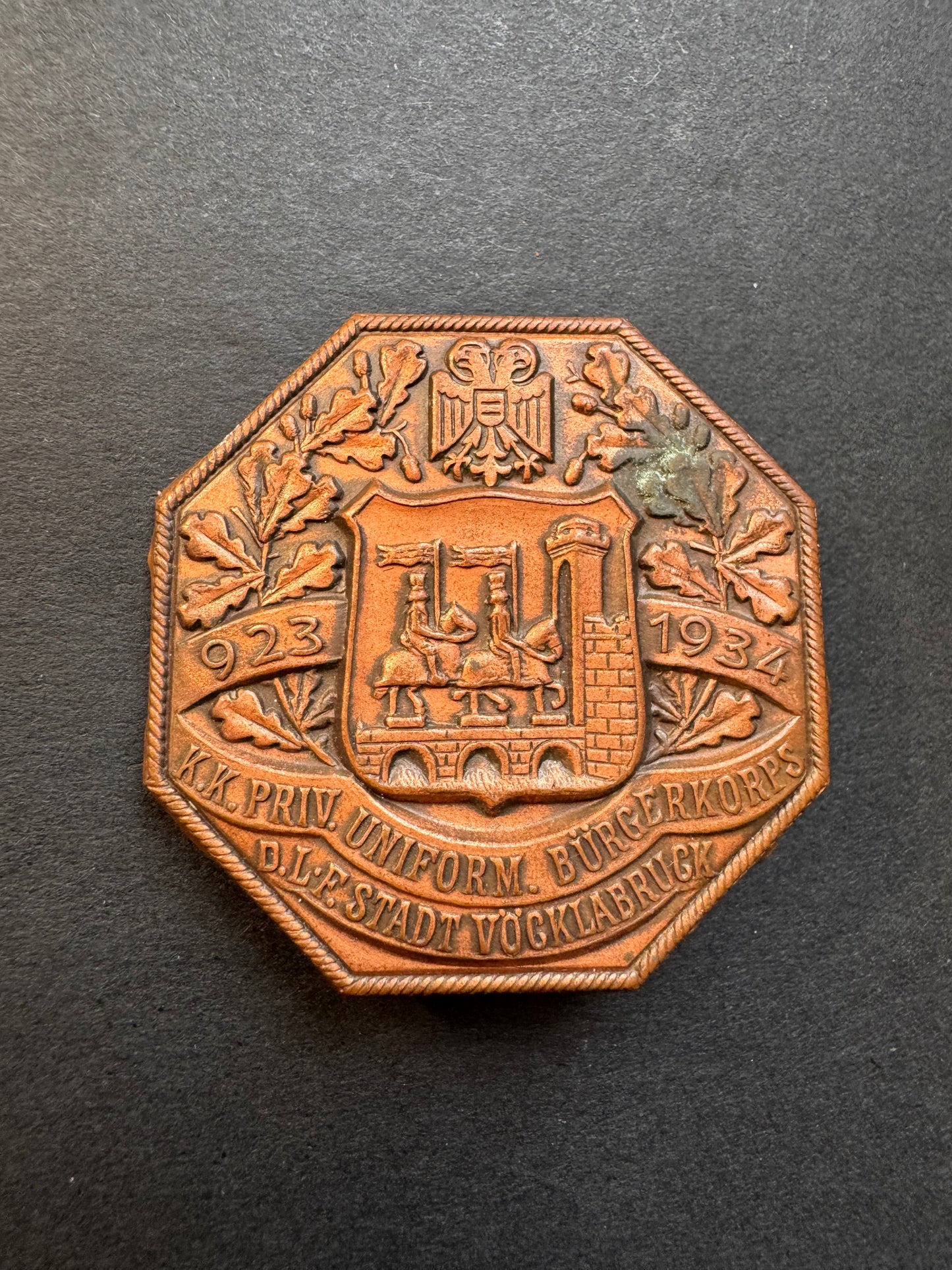Photo 1 of Austrian Citizen Corps of Vöcklabruck Commemorative Tinnie - collectible militaria item