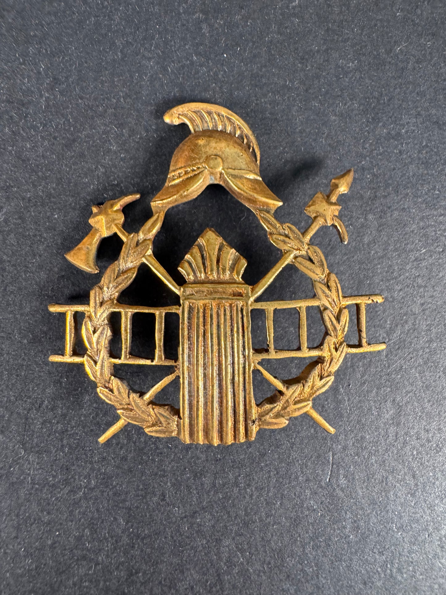 Photo 1 of Vintage Mexican Fire Brigade Comb Helmet Badge - collectible militaria item