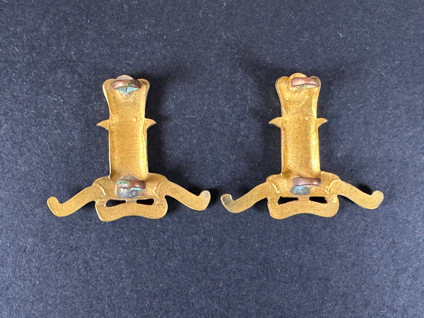 Photo 2 of WW2 British Army 11th Hussars Officer's Uniform Collar Badges - collectible militaria item