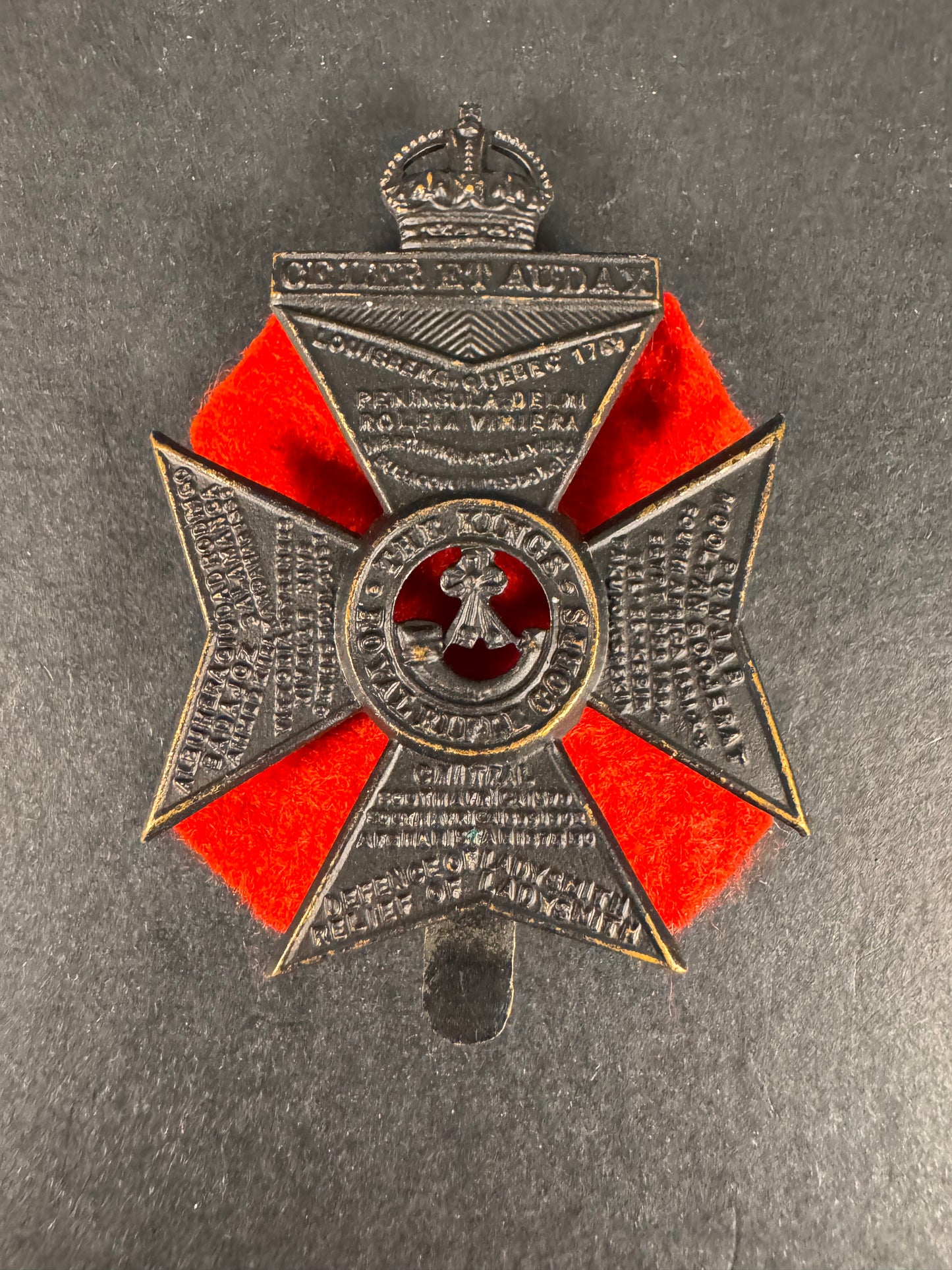Photo 1 of WW1 British Army King's Royal Rifle Corps Cap Badge KRRC - collectible militaria item