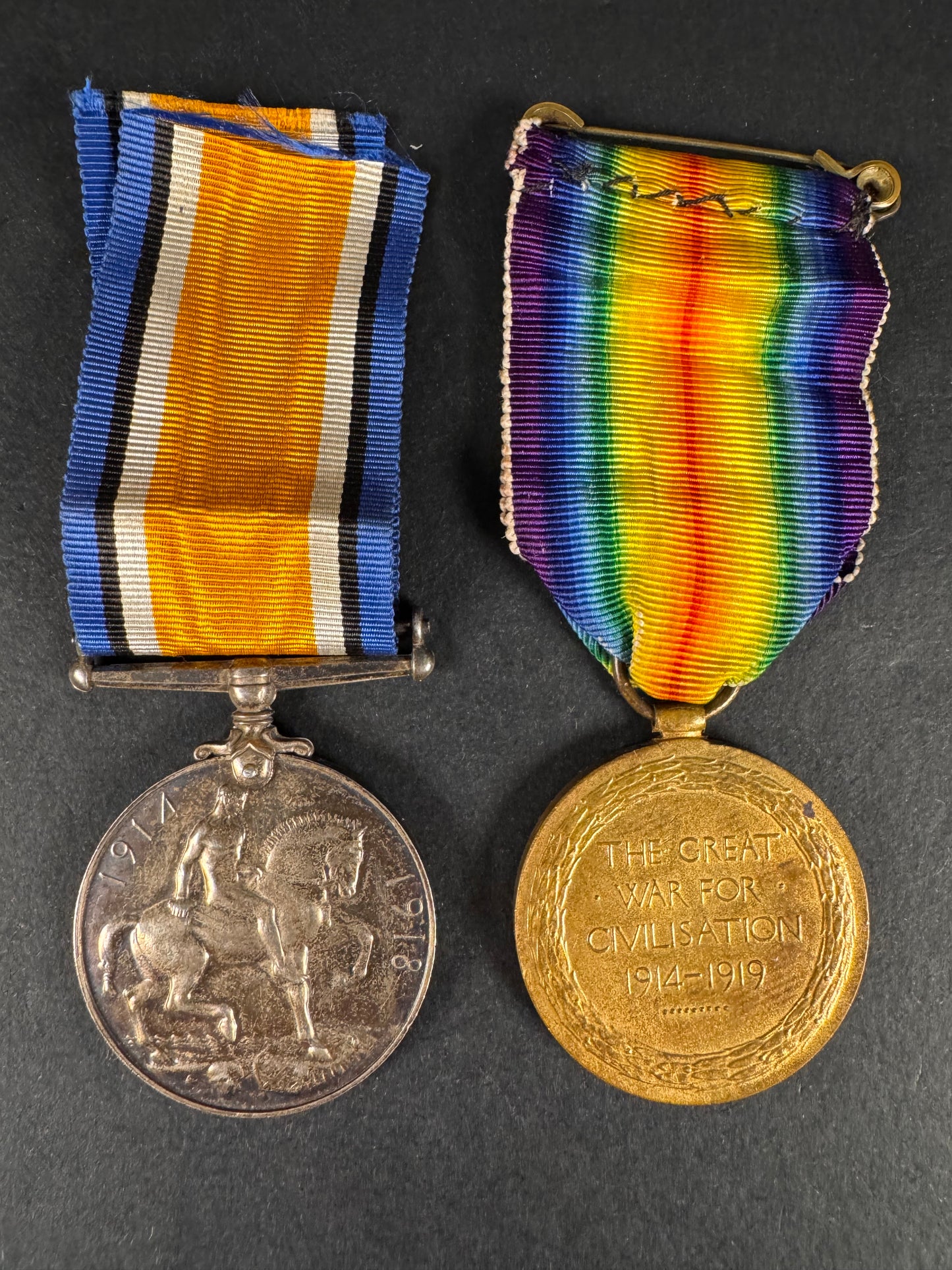 Photo 3 of WW1 British War Medal & Victory Medal Pair Notts & Derby Regt - collectible militaria item
