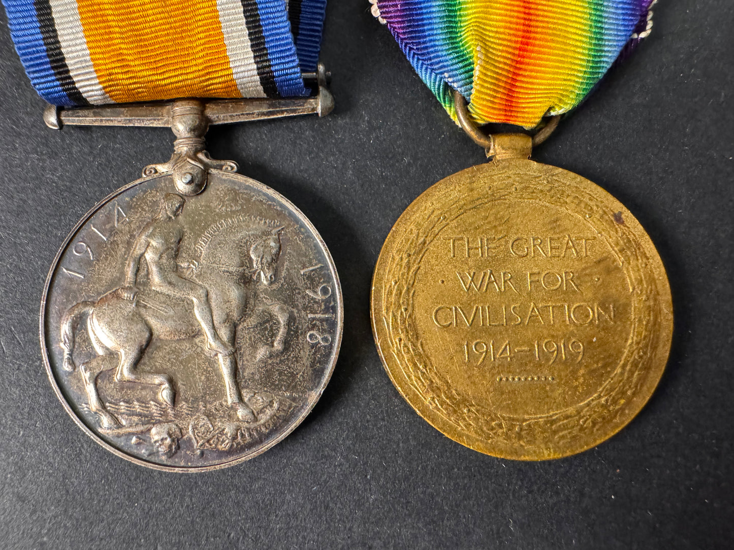 Photo 4 of WW1 British War Medal & Victory Medal Pair Notts & Derby Regt - collectible militaria item