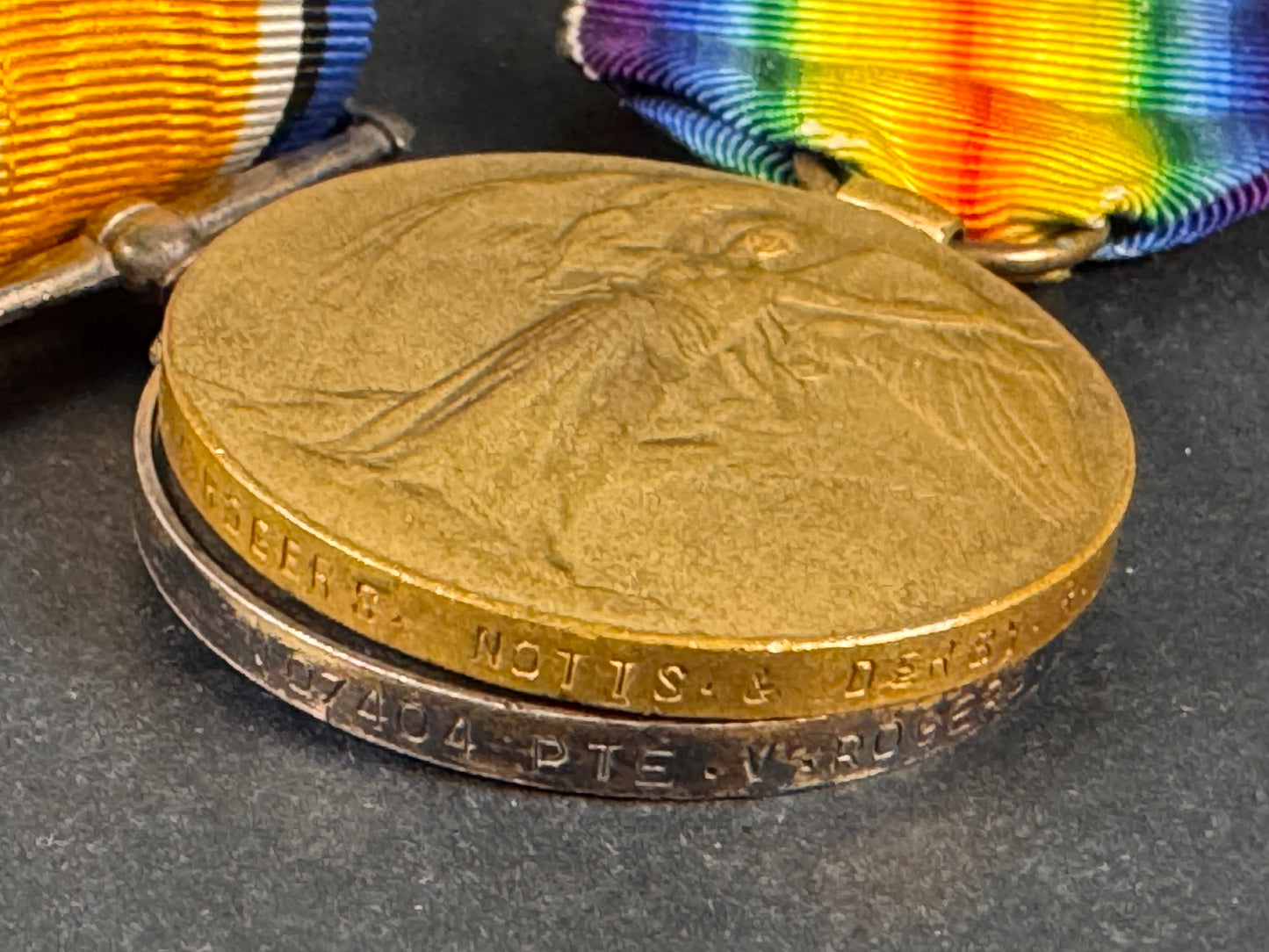 Photo 5 of WW1 British War Medal & Victory Medal Pair Notts & Derby Regt - collectible militaria item