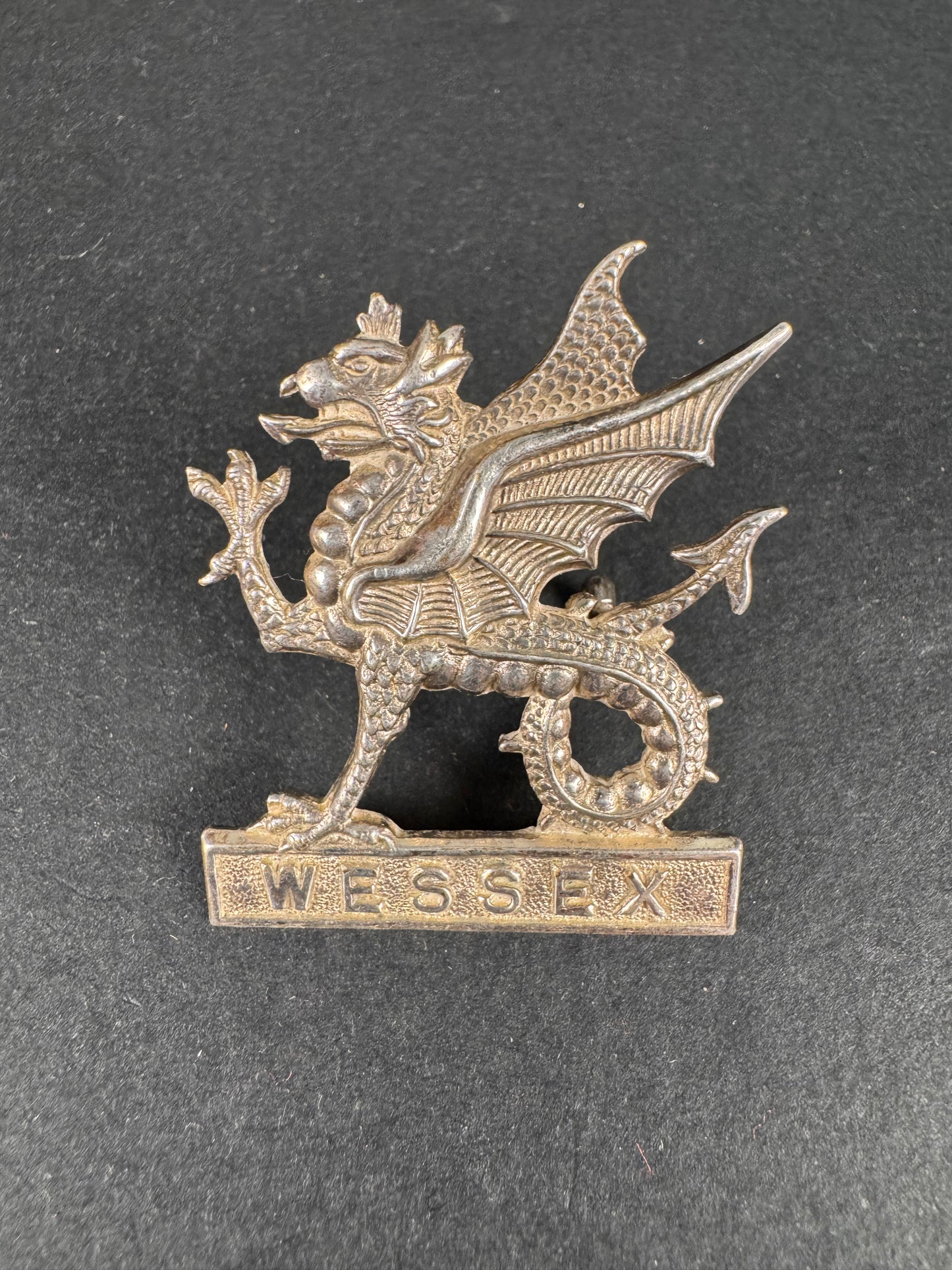 Photo 1 of After WW2 British Army Wessex Regiment Officer's Cap Badge - collectible militaria item
