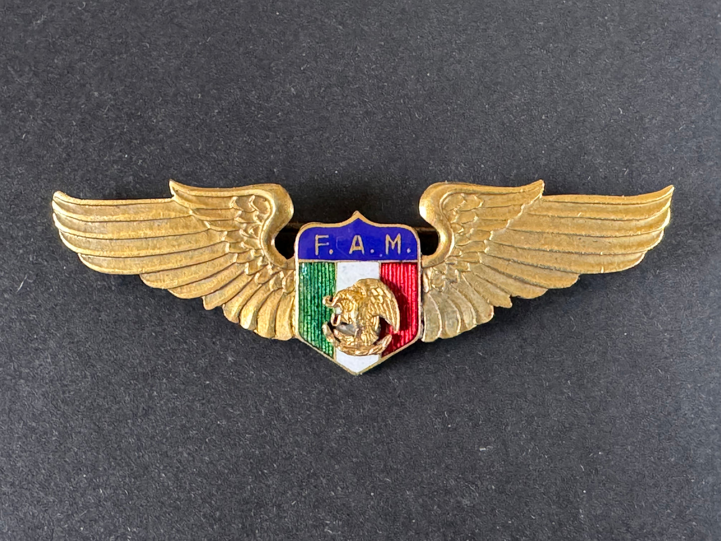 Photo 1 of WW2 Mexican FAM Esquadron 201 Pilot Wing Badge - collectible militaria item