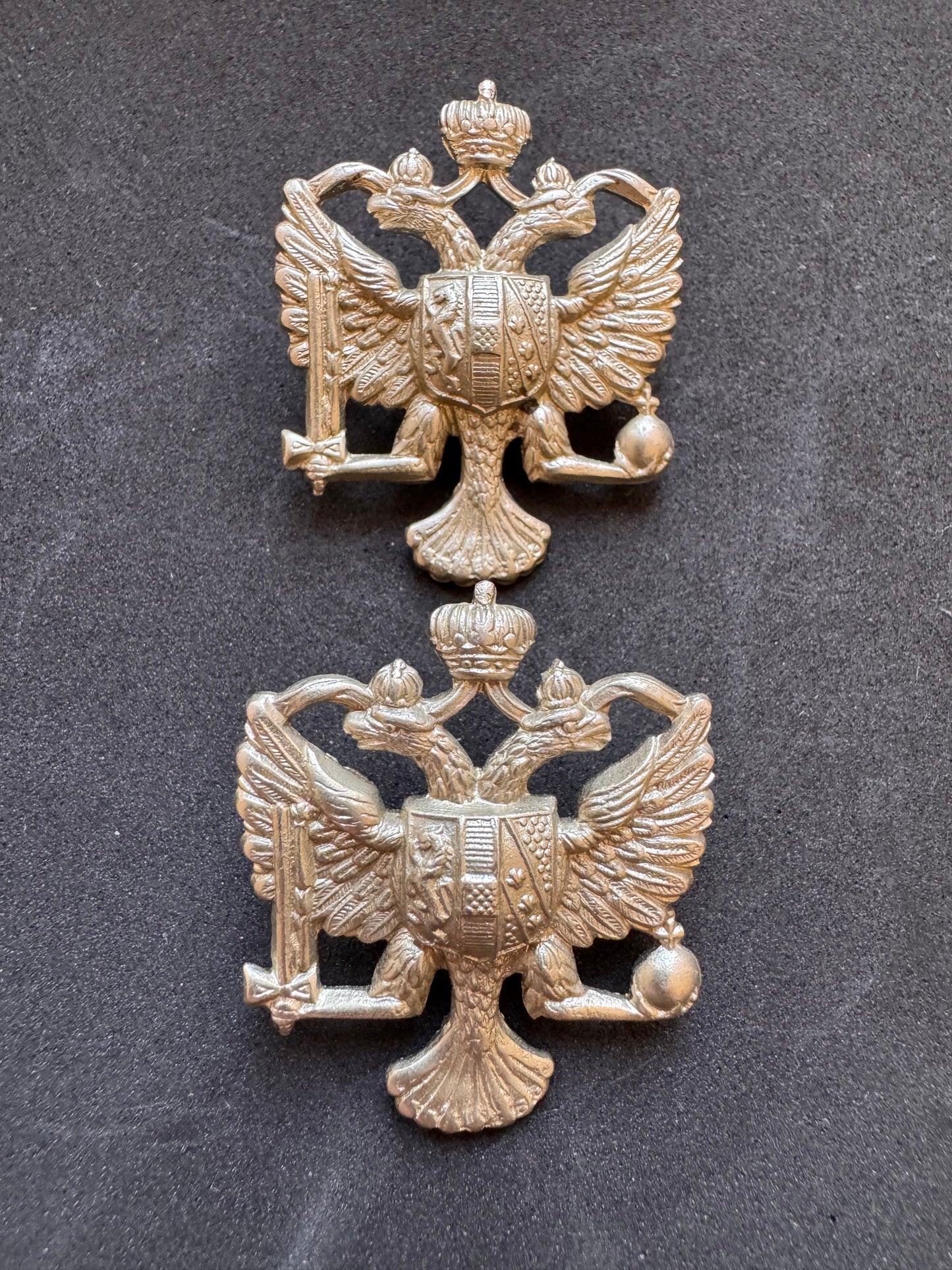 Photo 1 of WW2 British Army 1st King's Dragoon Guards Uniform Collar Badges - collectible militaria item