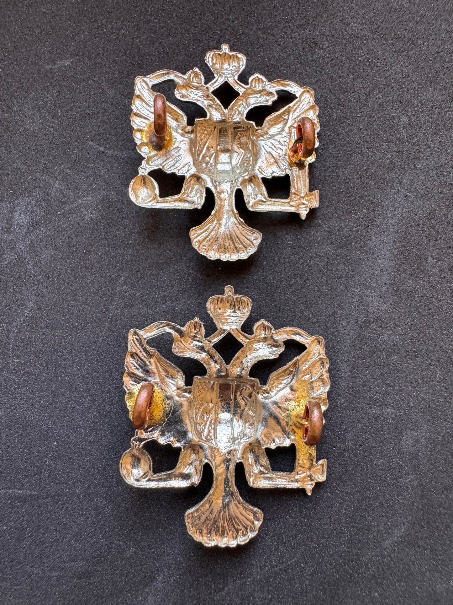 Photo 2 of WW2 British Army 1st King's Dragoon Guards Uniform Collar Badges - collectible militaria item