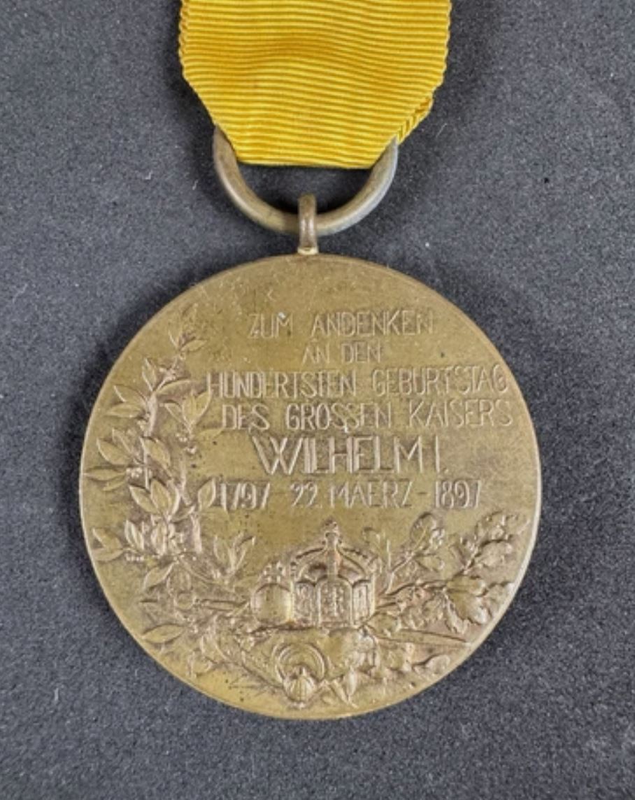 Photo 3 of German Empire 1897 Prussian Kaiser Wilhelm Centennial Medal - collectible militaria item