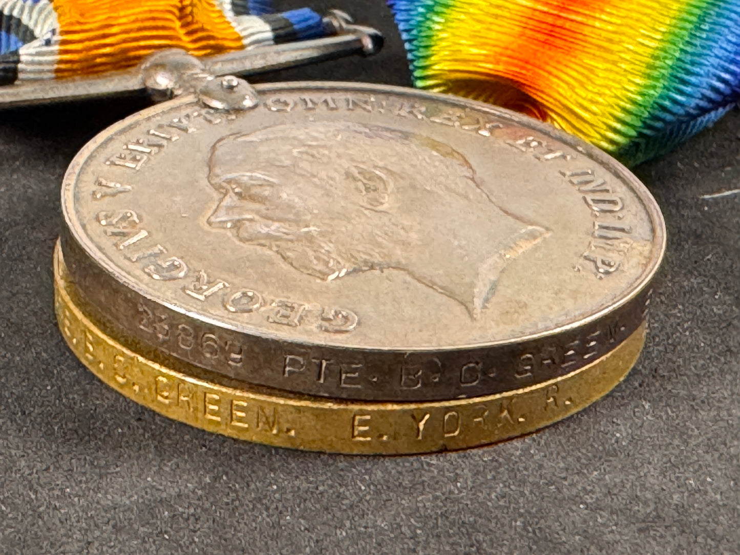 Photo 3 of WW1 British War Medals East Yorkshire Regiment - collectible militaria item