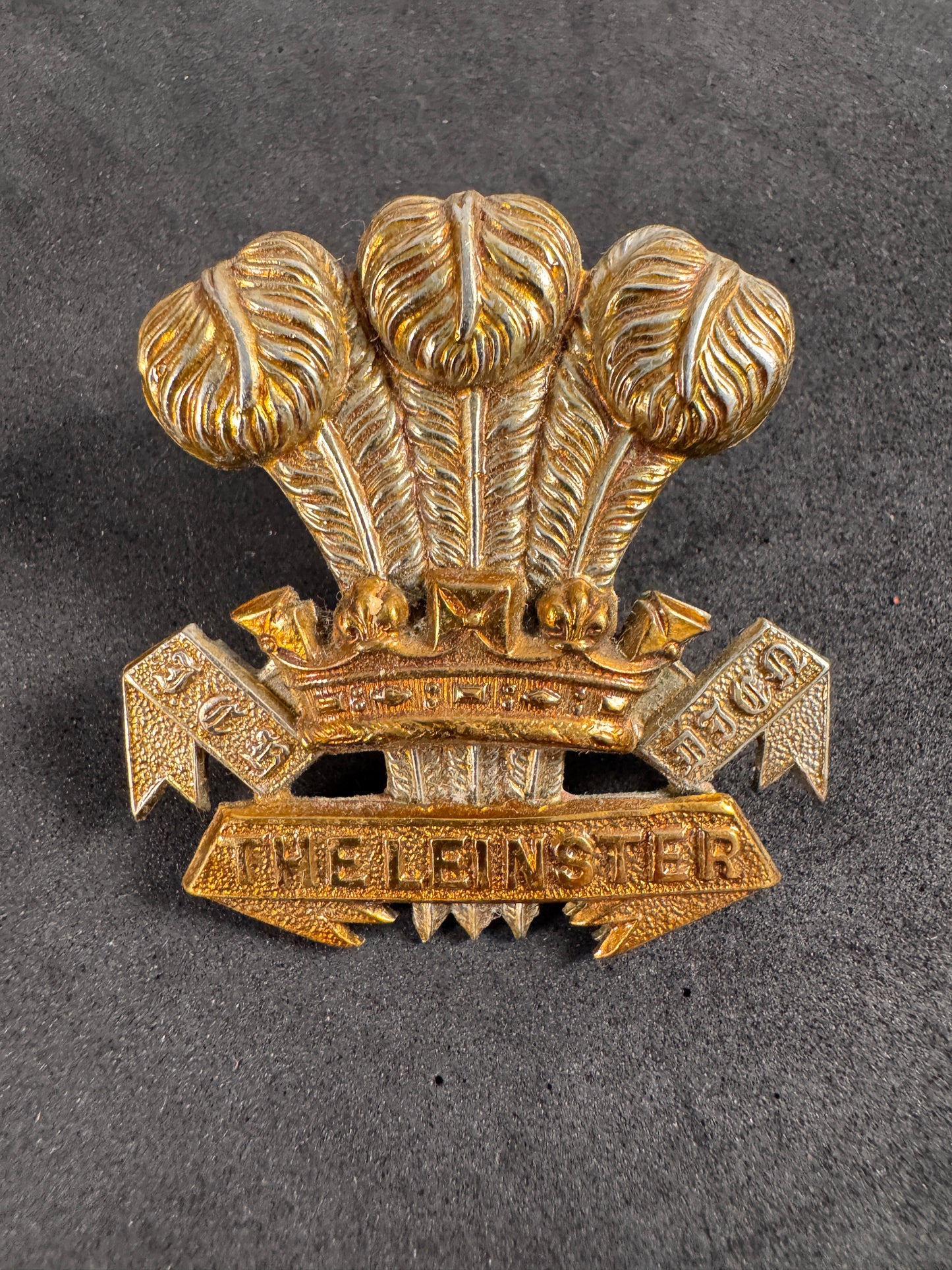Photo 1 of Victorian-era British Army The Leinster Regiment (Irish) Cap Badge - collectible militaria item