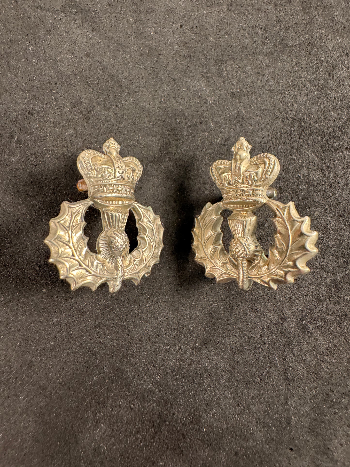 Photo 1 of Victorian British Army Cameron Highlanders Collar Badges (Pair) - collectible militaria item