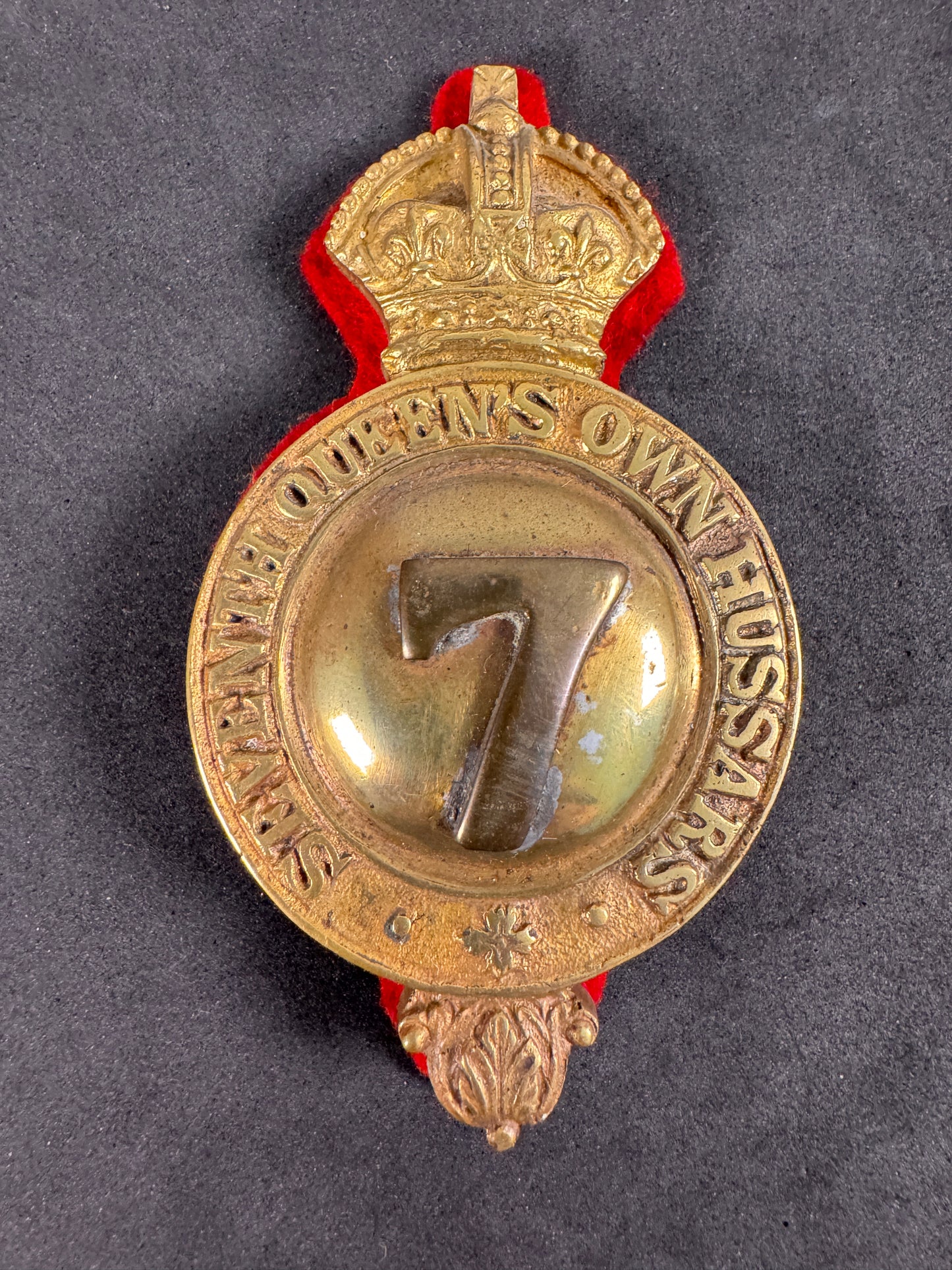 Photo 1 of 7th Queen’s Own Hussars Cavalry Bit Boss Badge - Original British Horse Harness Insignia - collectible milita