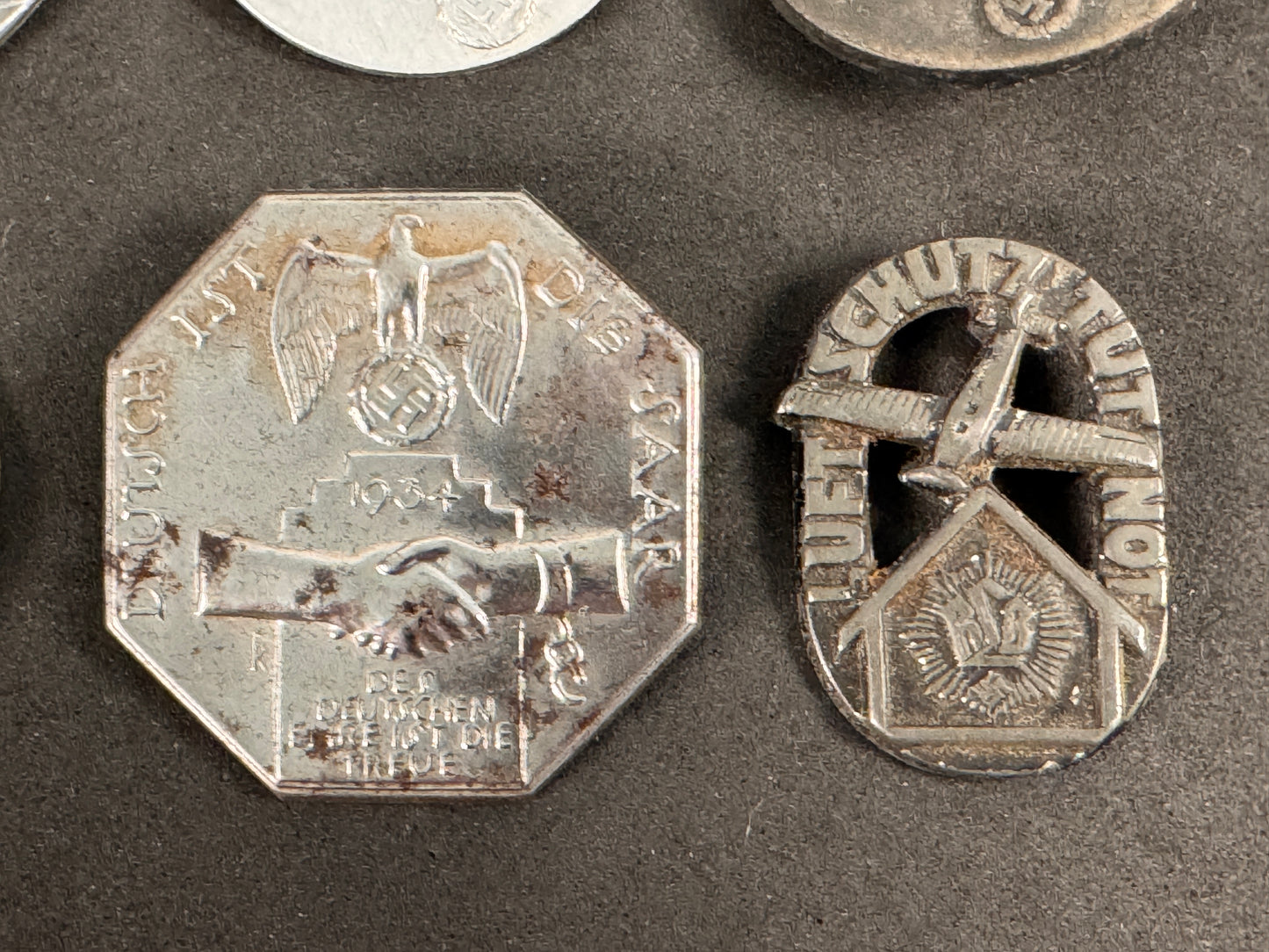 Lot of 6 Original WW2 German Tinnies & Propaganda Badges – 1933–1937 NSDAP Events