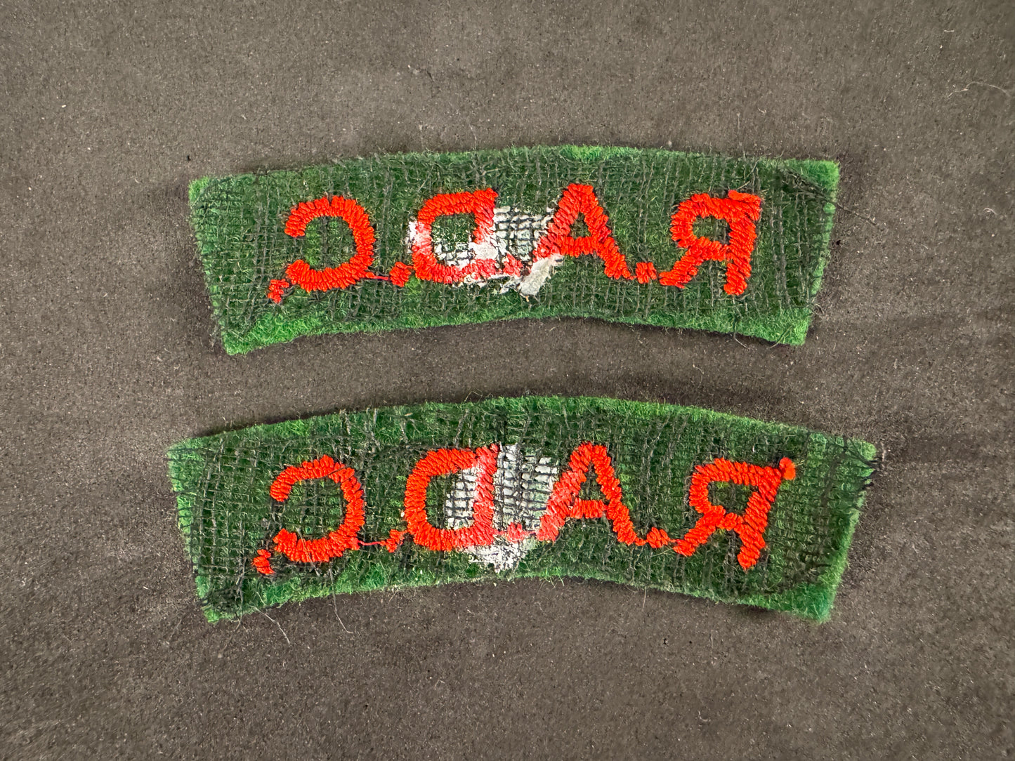 Photo 2 of British Royal Army Dental Corps (R.A.D.C.) Shoulder Titles (Pair) - collectible militaria item