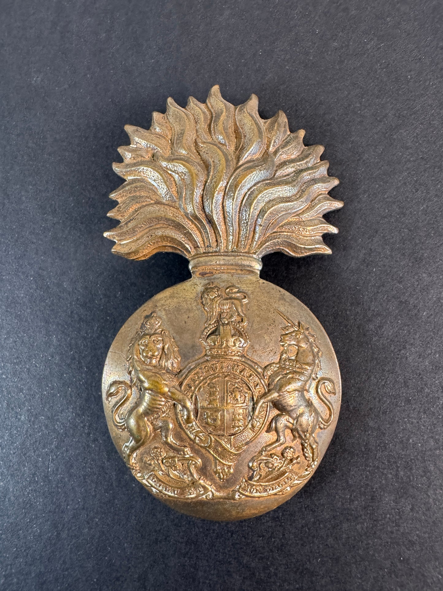 Image of WW2 British Army Royal Scots Fusiliers Grenade Cap Badge