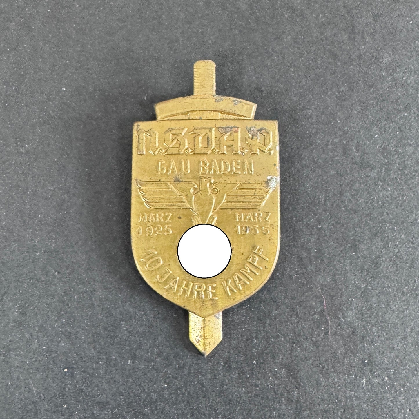 NSDAP Gau Baden 10 Jahre Kampf 1934 Tinnie Badge