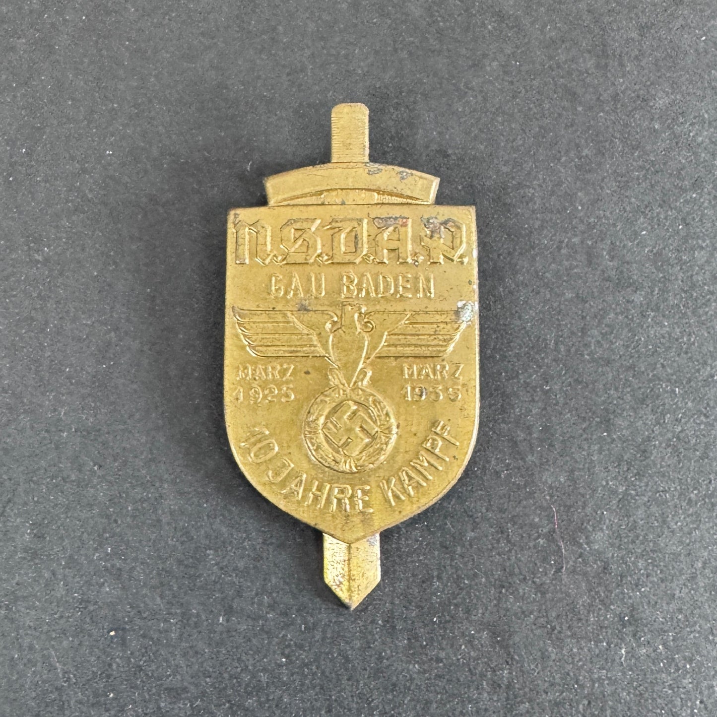 NSDAP Gau Baden 10 Jahre Kampf 1934 Tinnie Badge