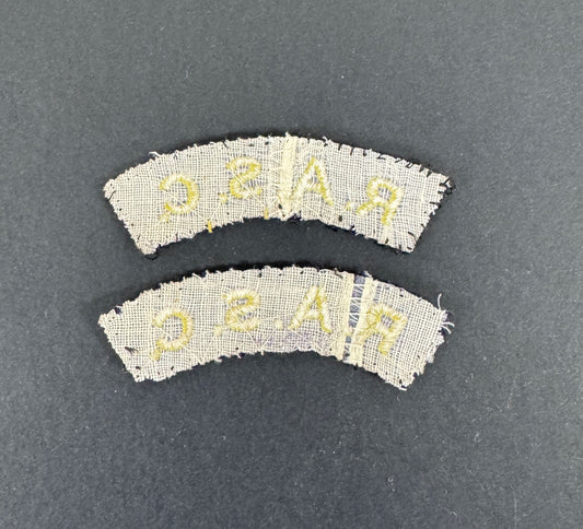 British Royal Army Service Corps (RASC) Cloth Shoulder Titles (Pair)