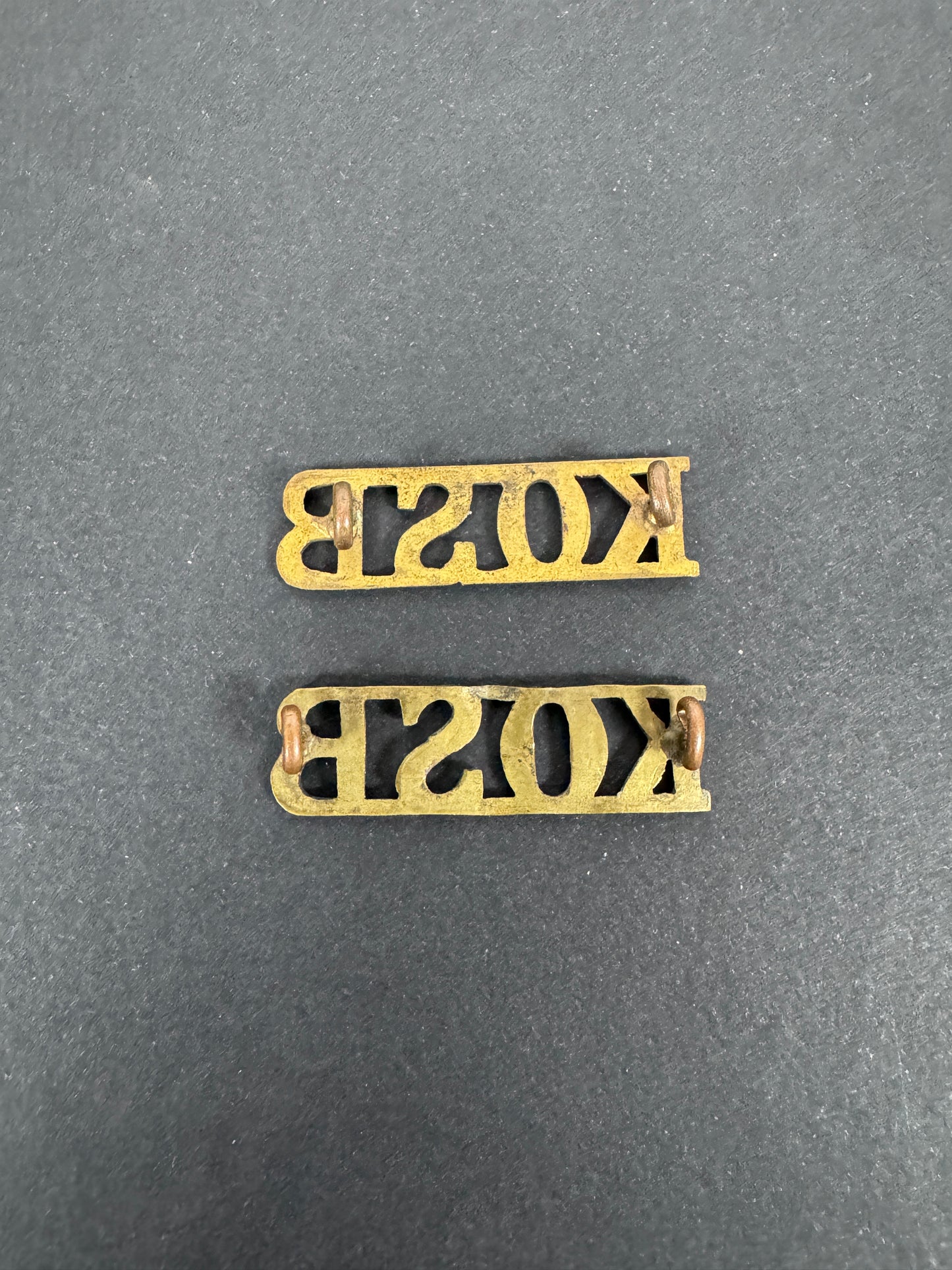 British Army King's Own Scottish Border Regiment Shoulder Title Badges (Pair) – A matching pair of original uniform should...