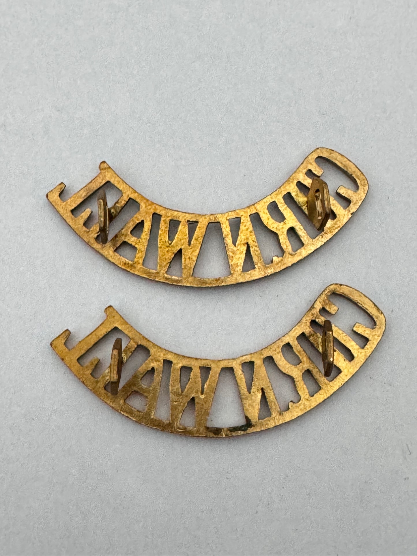 WW1 British Army Duke of Cornwall Light Infantry Shoulder Title Badges