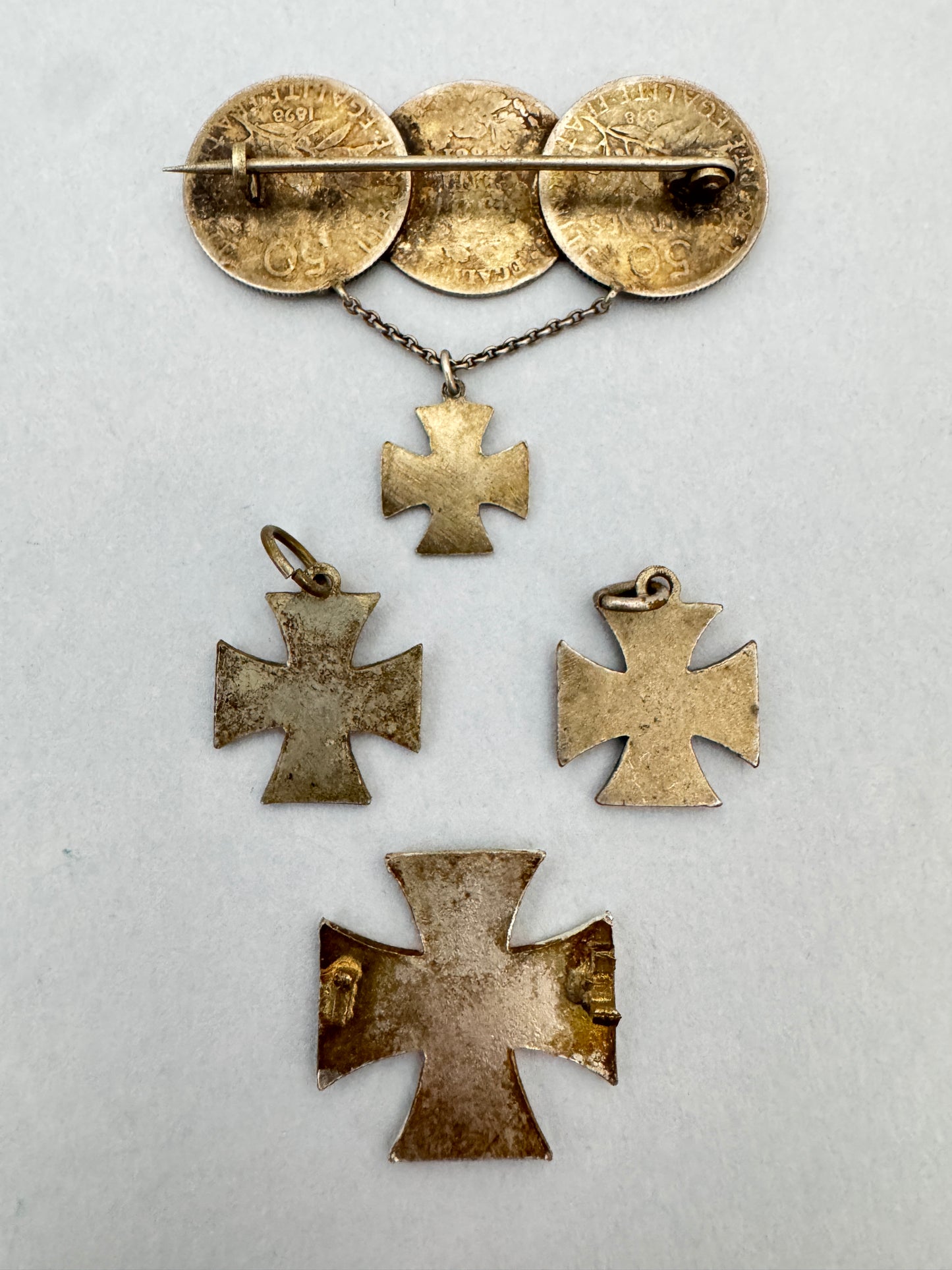 WW1 German Iron Cross Sweetheart Brooch Charms Badges – A collection of original Imperial German 1914 Iron Cross commemora...