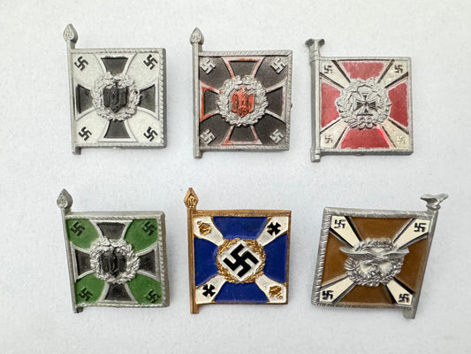 Third Reich German WHW Military Standard Banner Tinnie Badges