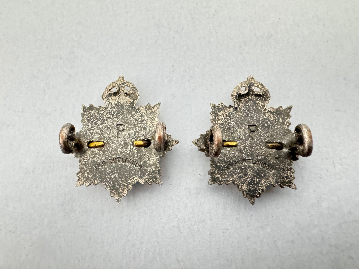 British Royal Army Service Corps (RASC) Officer' Silver Gilt Collar Badges