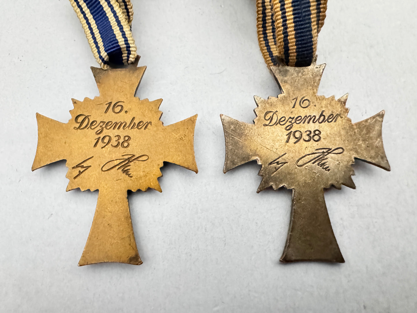 Third Reich German Mother's Cross Bronze & Silver Grade Medals