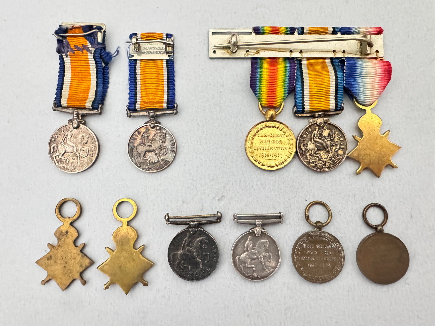 Lot of WW1 British Campaign Star BWM Inter Allied Victory Miniature Medals