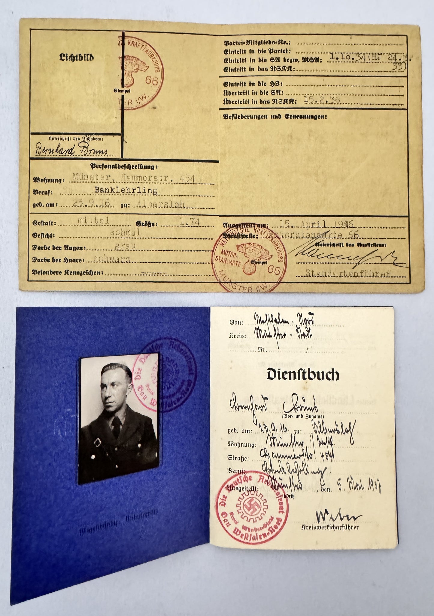 WW2 German Infantry Officer's Document Archive Iron Cross 1st Class