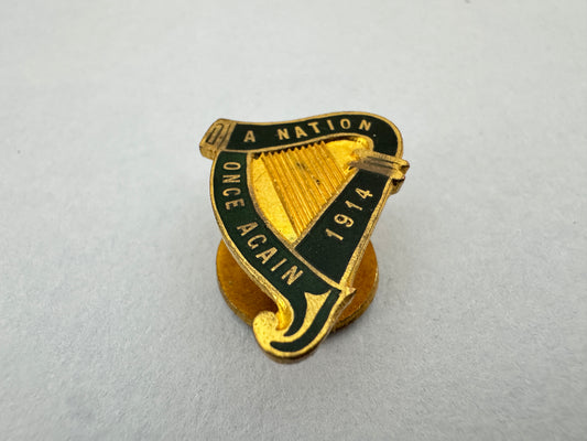 Ireland A Nation Once Again 1914 Gilt Enamel Lapel Badge Irish Volunteers