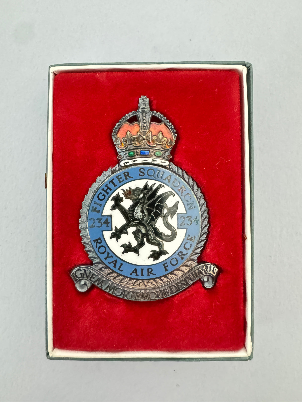 WW2 Royal Air Force 234 Squadron Silver Enamel Plaque RAF