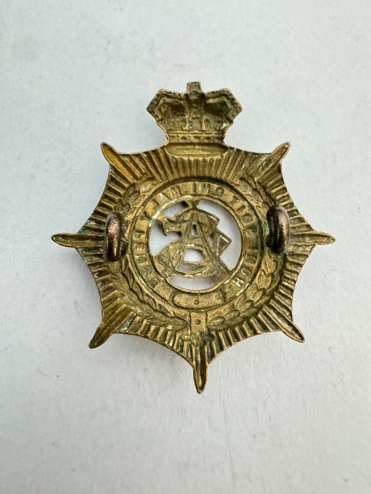 Victorian British Army Service Corps Queen's Crown Cap Badge