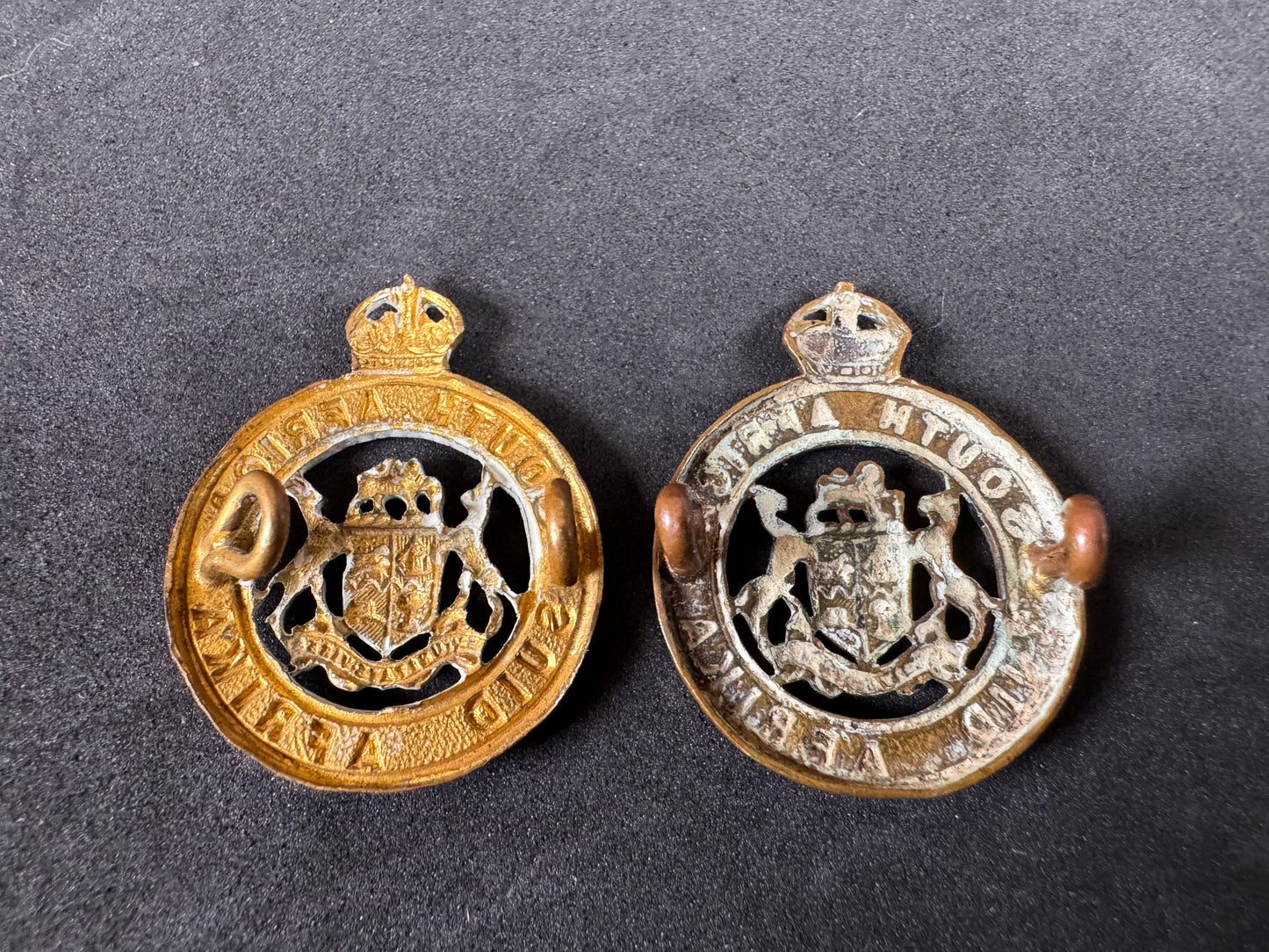 Photo 2 of WW1 South African Army Instructional Corps Uniform Collar Badges - collectible militaria item
