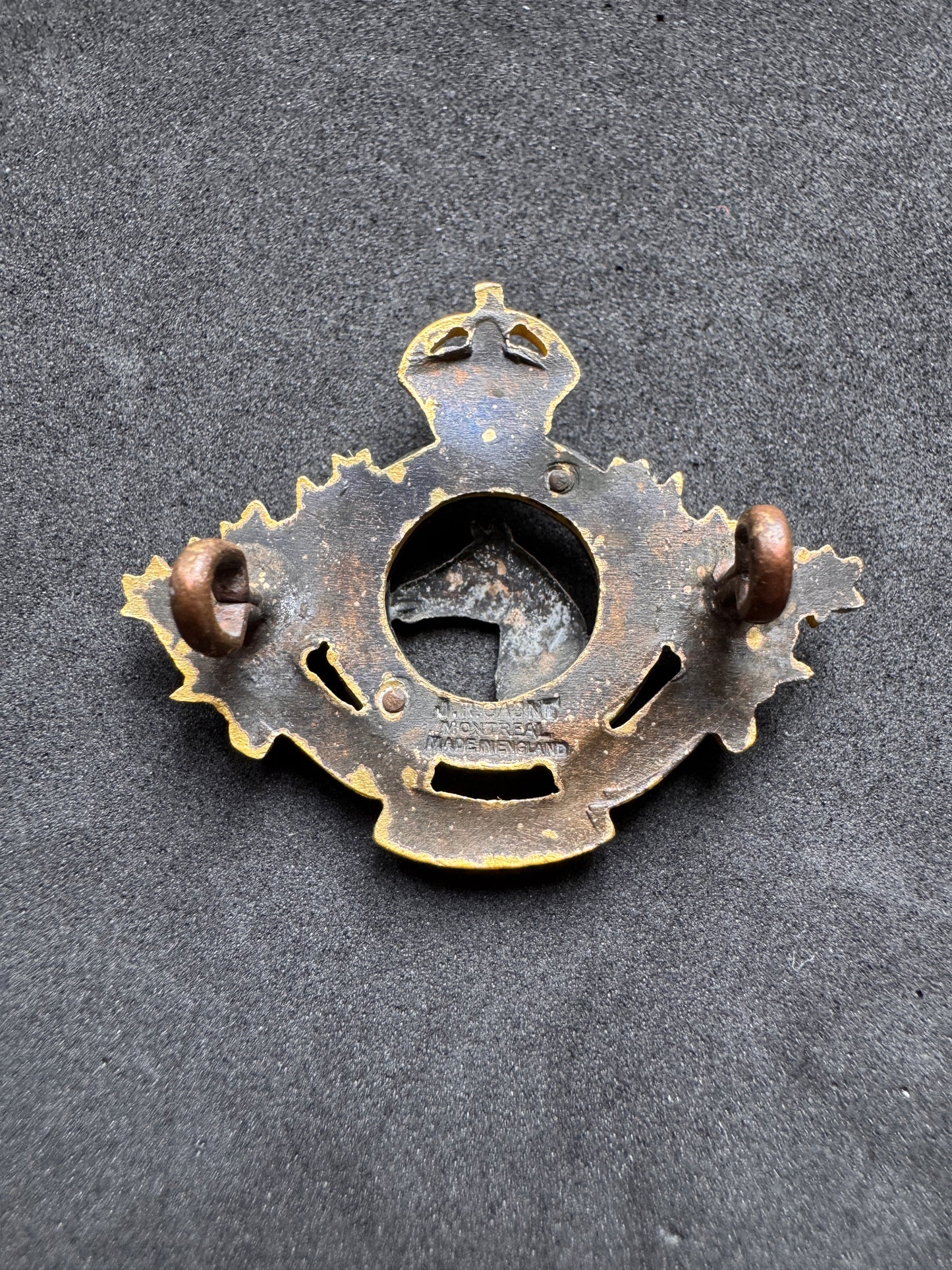 Photo 2 of WW1 Canadian Army 4th Hussars Officer's Uniform Collar Badge - collectible militaria item