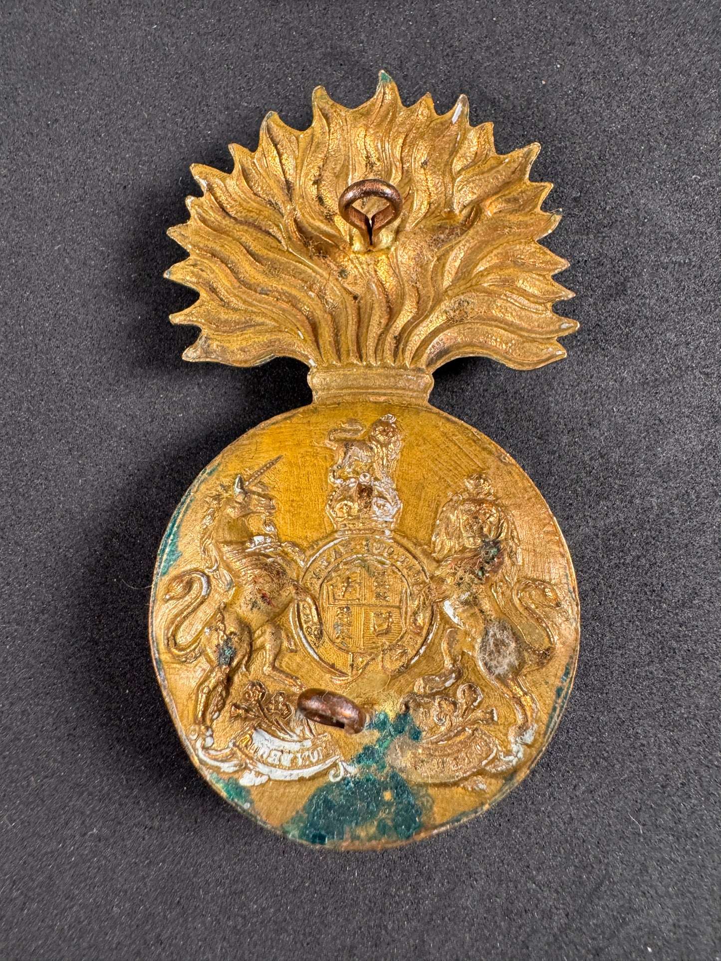 Photo 2 of WW2 British Army Royal Scots Fusiliers Glengarry Cap Badge - collectible militaria item