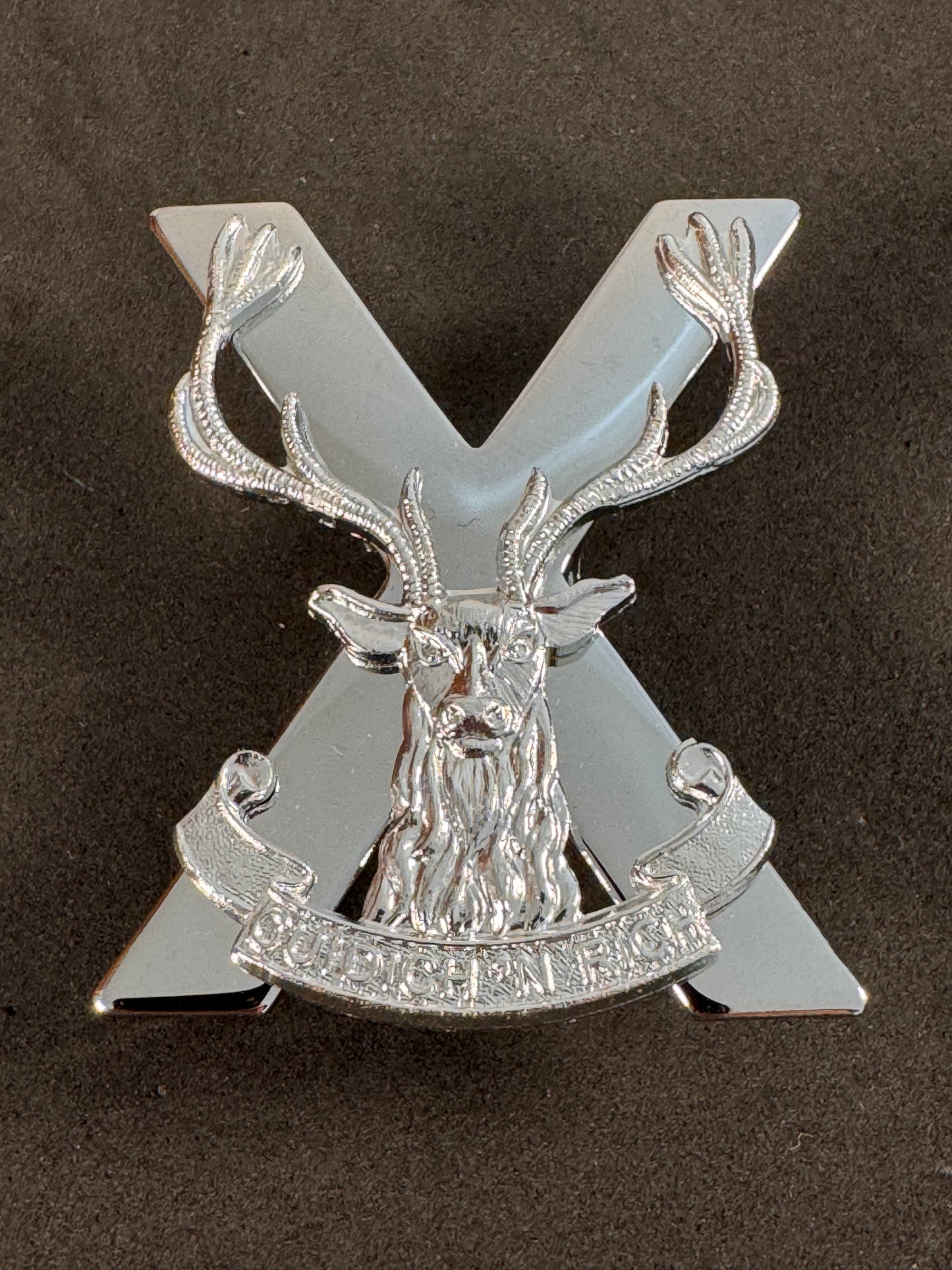 Photo 1 of After WW2 British Army Highland Brigade Chromed Cap Badge - collectible militaria item