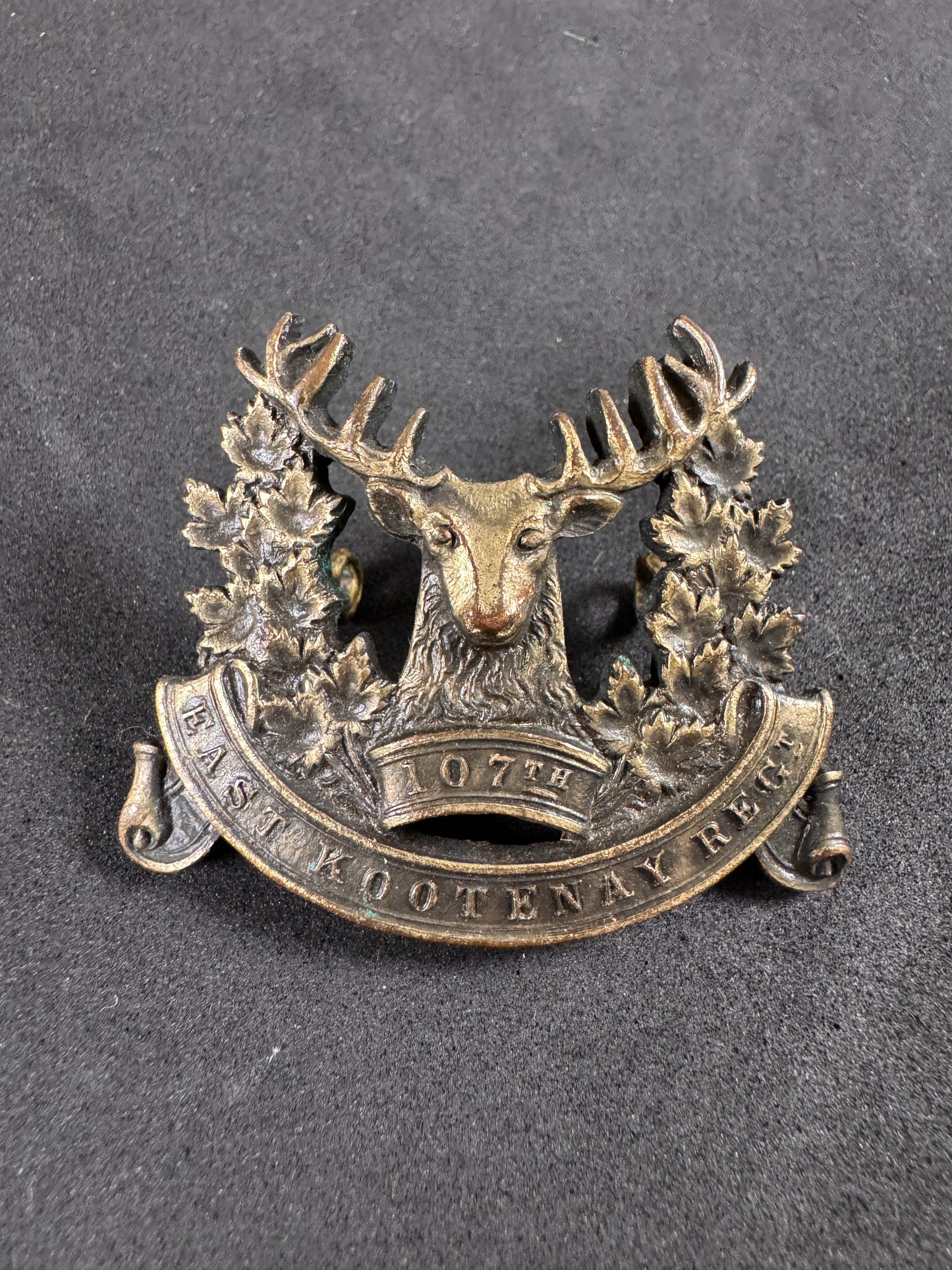 Photo 1 of WW1 Canadian 107th East Kootenay Regiment Cap Badge - R.J. INGLIS - collectible militaria item
